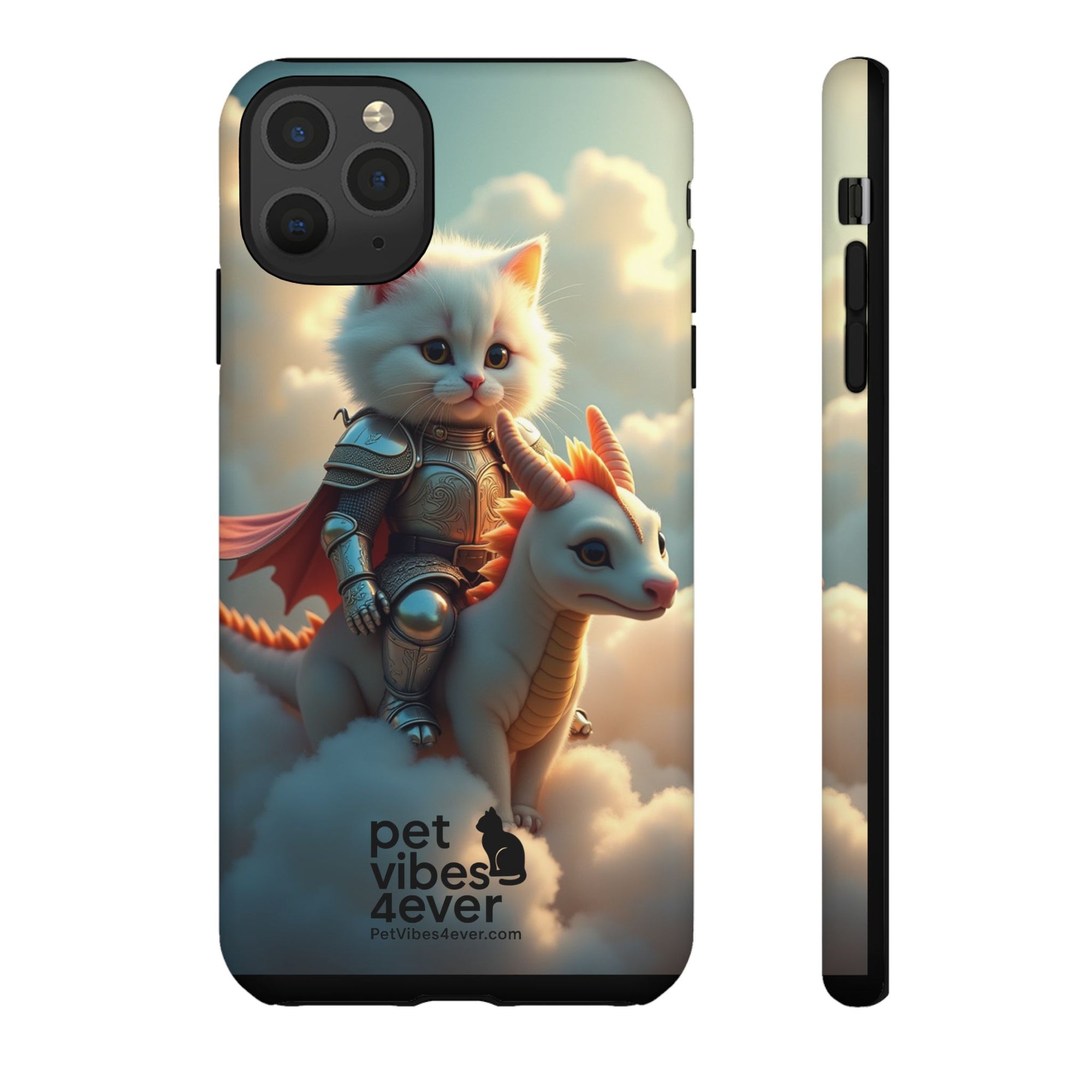 Pet Vibes Phone Case, Cute Cat and Dragon Design, Tough Phone Cover, Gift for Animal Lovers, Unique Pet Themed Accessory