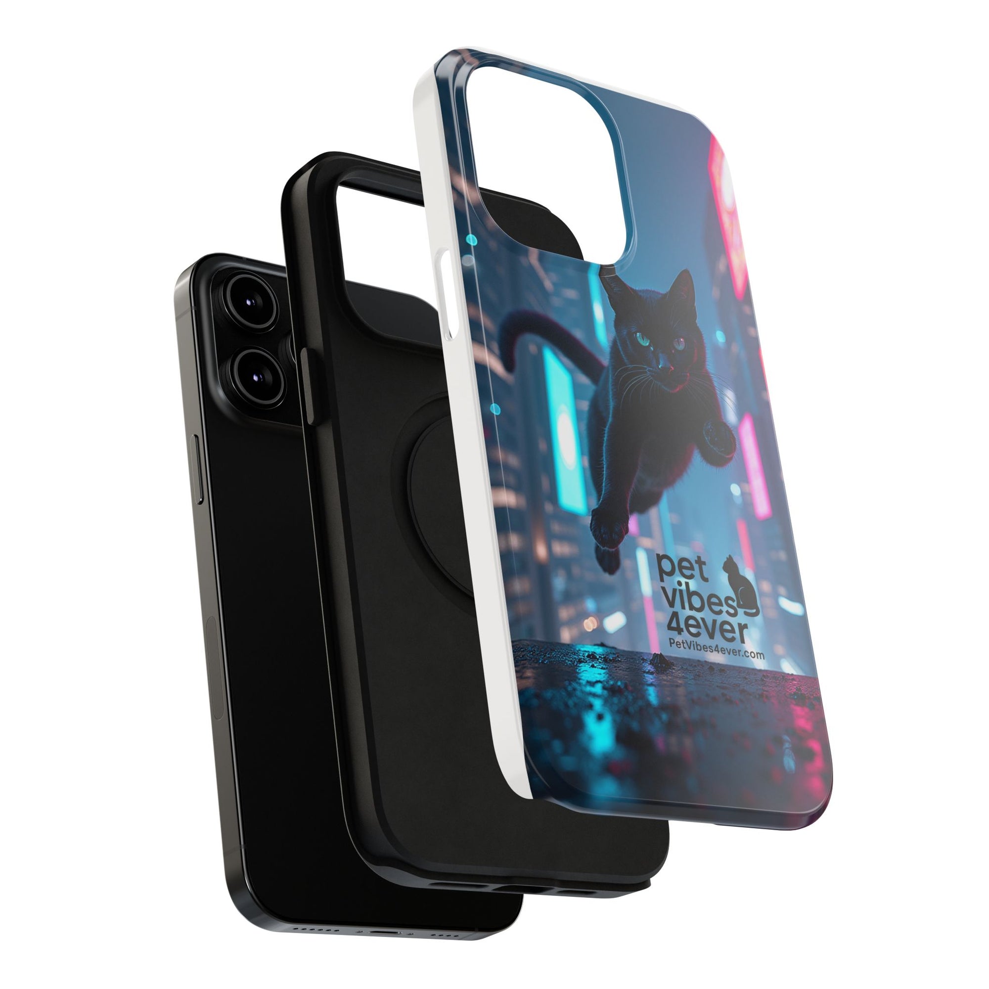 Cat-Themed Phone Case with Pet Vibes Design, Impact-Resistant Phone Case, Gift for Cat Lovers, Cute Pet Merchandise, Stylish Phone Accessory