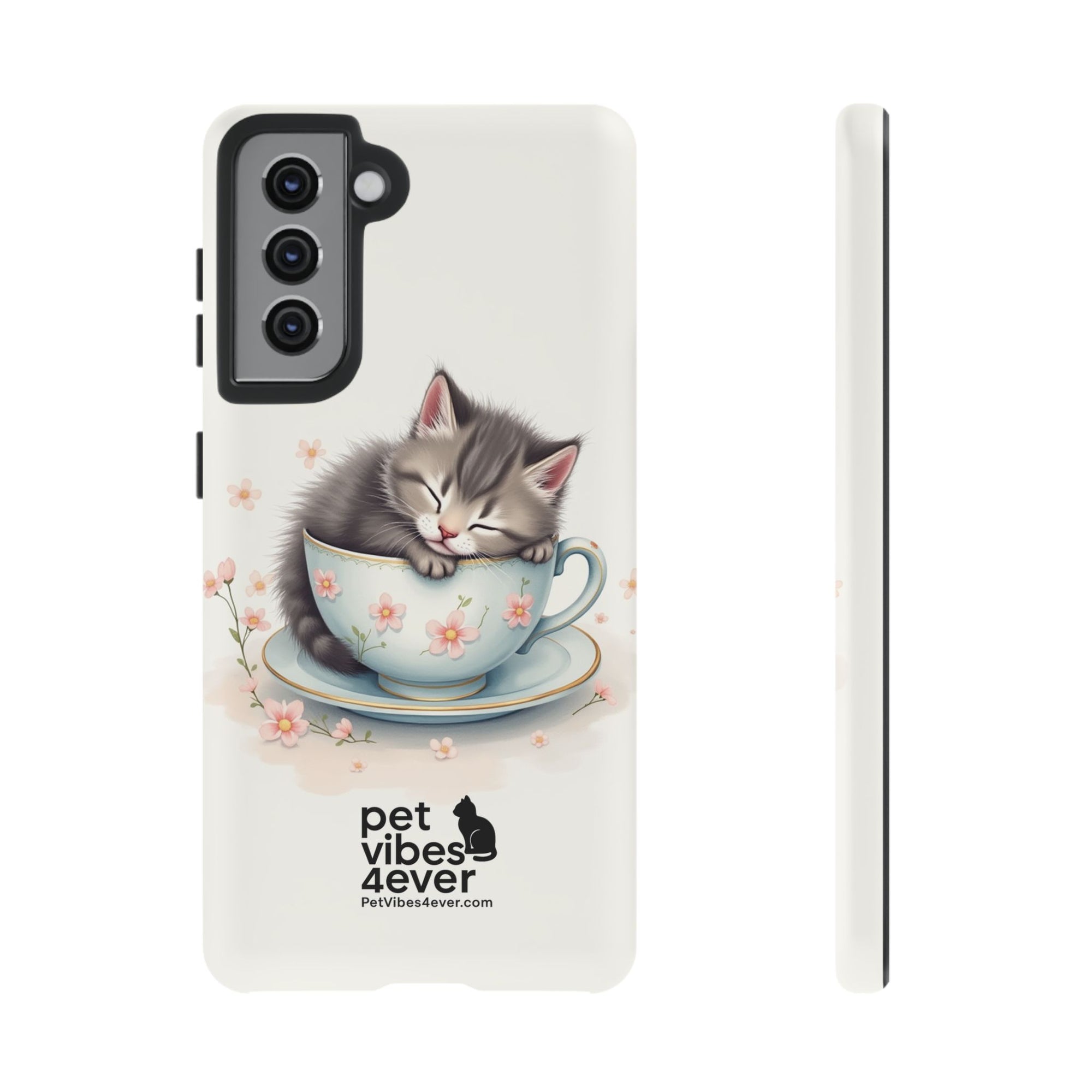 Cute Cat Phone Case, Pet Lover Gift, Soft Kitty Design, Floral Tech Accessory, Unique Animal Case, iPhone Cover, Birthday Present