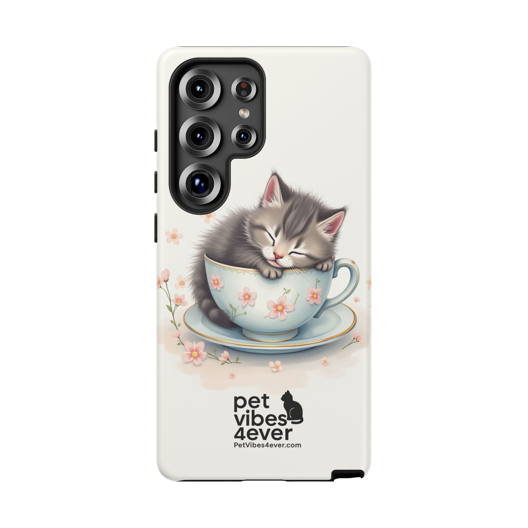 Cute Cat Phone Case, Pet Lover Gift, Soft Kitty Design, Floral Tech Accessory, Unique Animal Case, iPhone Cover, Birthday Present