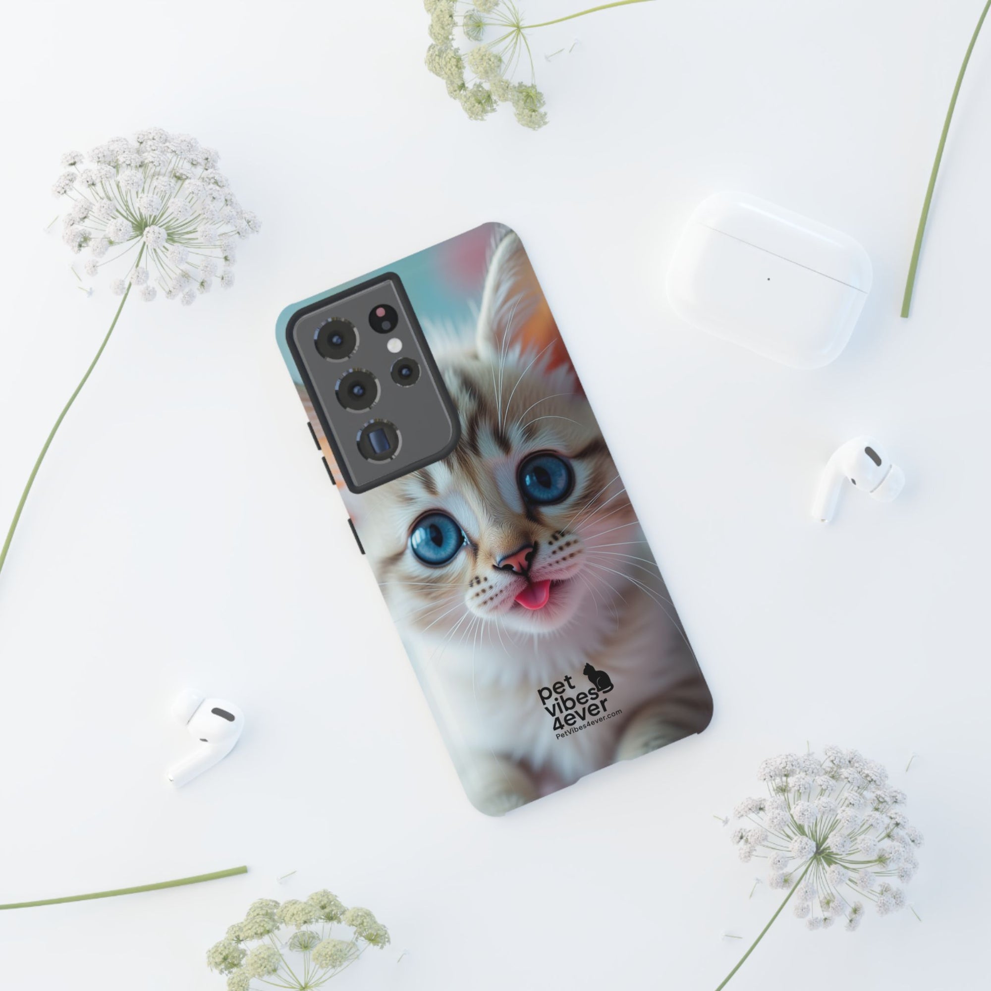 Cute Cat Phone Case with Pet Vibes, Perfect Gift for Cat Lovers, Fun Tech Accessories for Birthdays, Animal Lovers, Kawaii Style