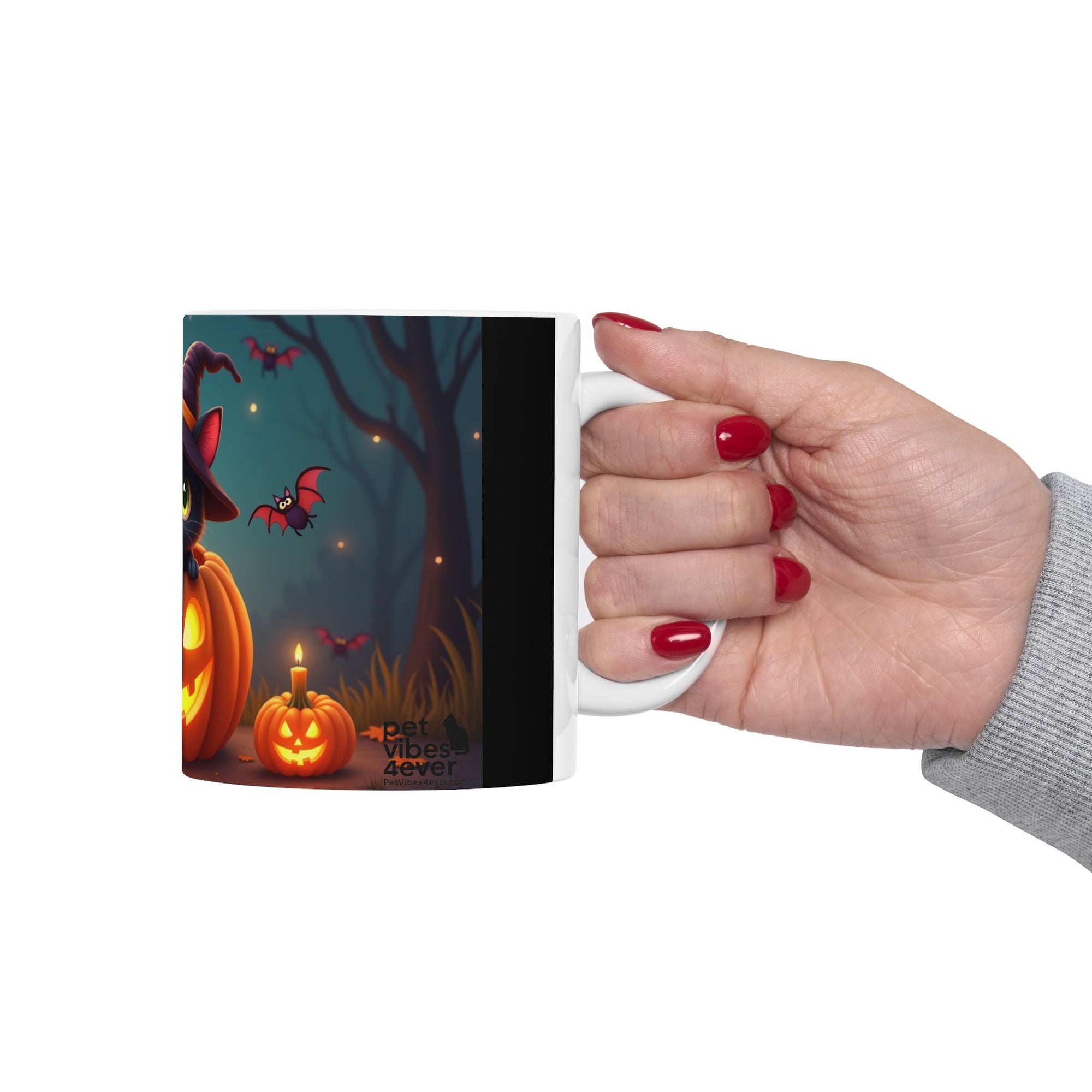 Spooktacular Halloween Cat Mug, Cute Black Cat Mug, Halloween Decor, Pumpkin Mug, Cozy Drinkware, Gift for Cat Lovers