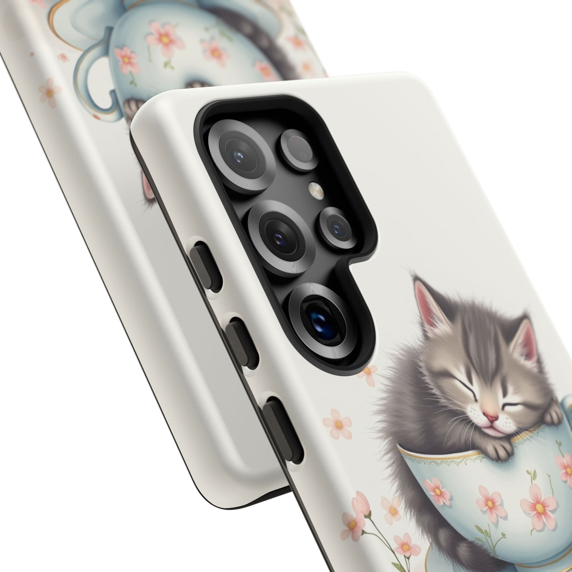 Cute Cat Phone Case, Pet Lover Gift, Soft Kitty Design, Floral Tech Accessory, Unique Animal Case, iPhone Cover, Birthday Present