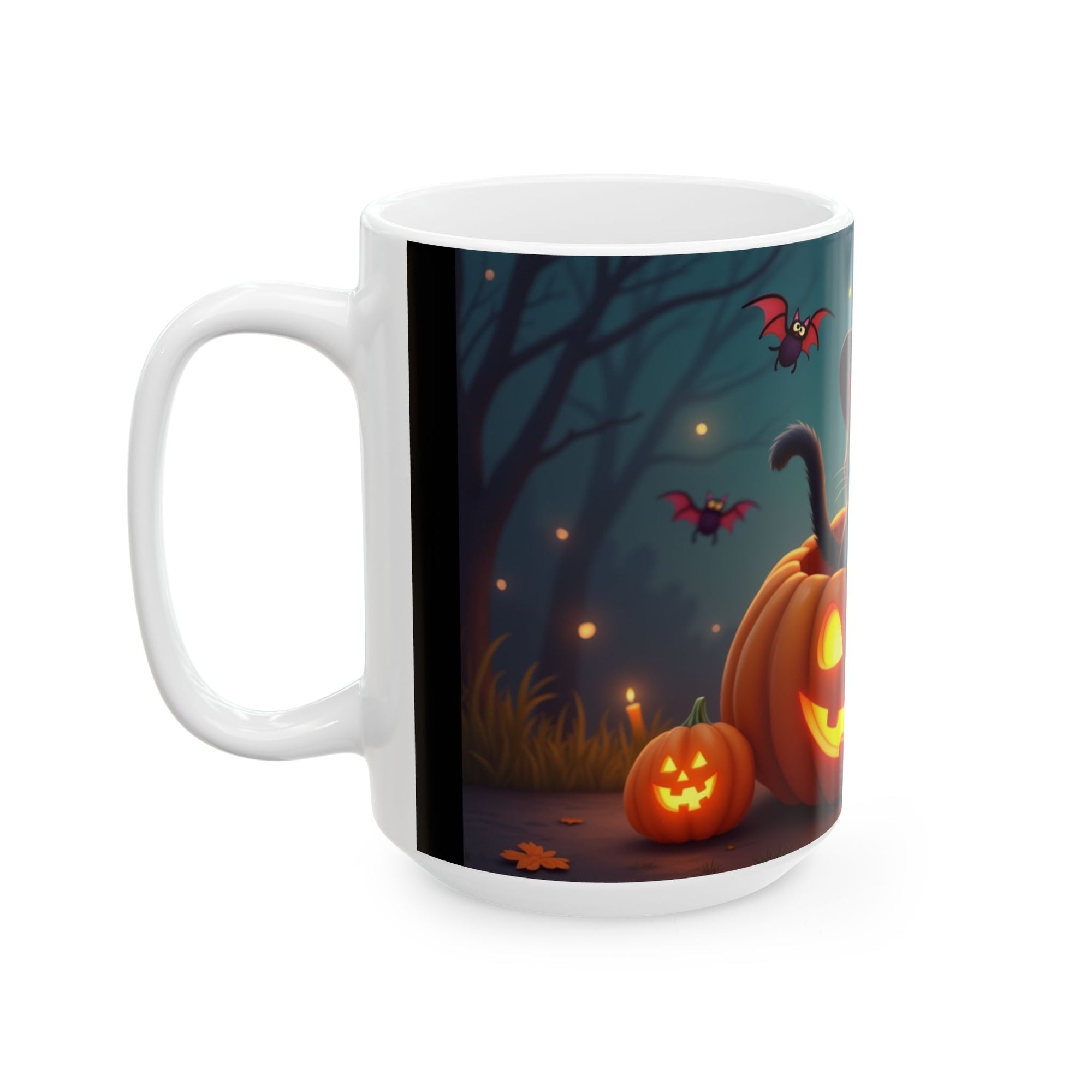 Spooktacular Halloween Cat Mug, Cute Black Cat Mug, Halloween Decor, Pumpkin Mug, Cozy Drinkware, Gift for Cat Lovers