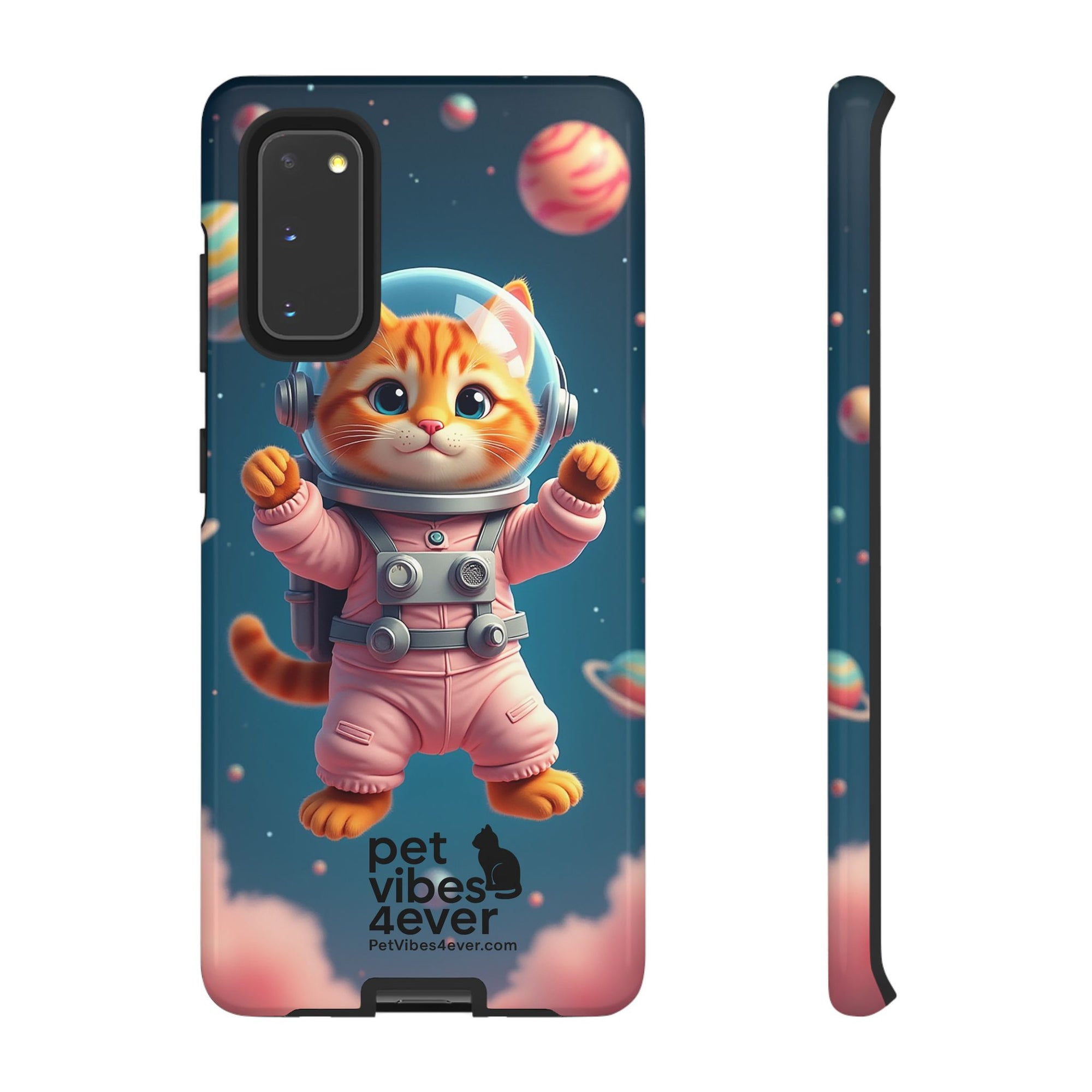 Cute Cat Phone Case, Astronaut Cat Case, Pet Lover Gift, Space Theme Accessories, Galaxy Cat Phone Cover