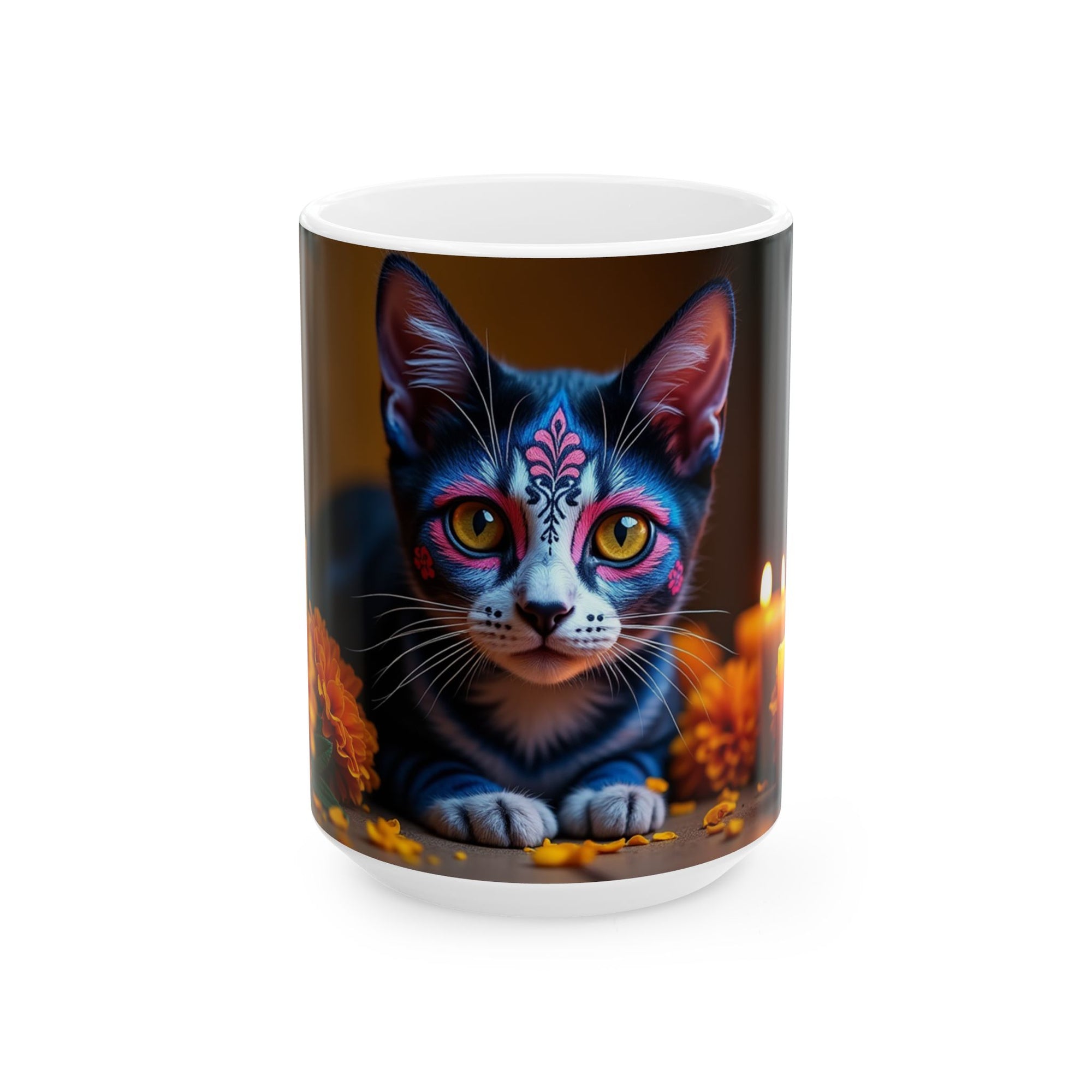 Artistic Cat Ceramic Mug - Vibrant Kitty, Animal Lover Gift, Coffee Tea Cup, Unique Home Decor, Birthday Gift