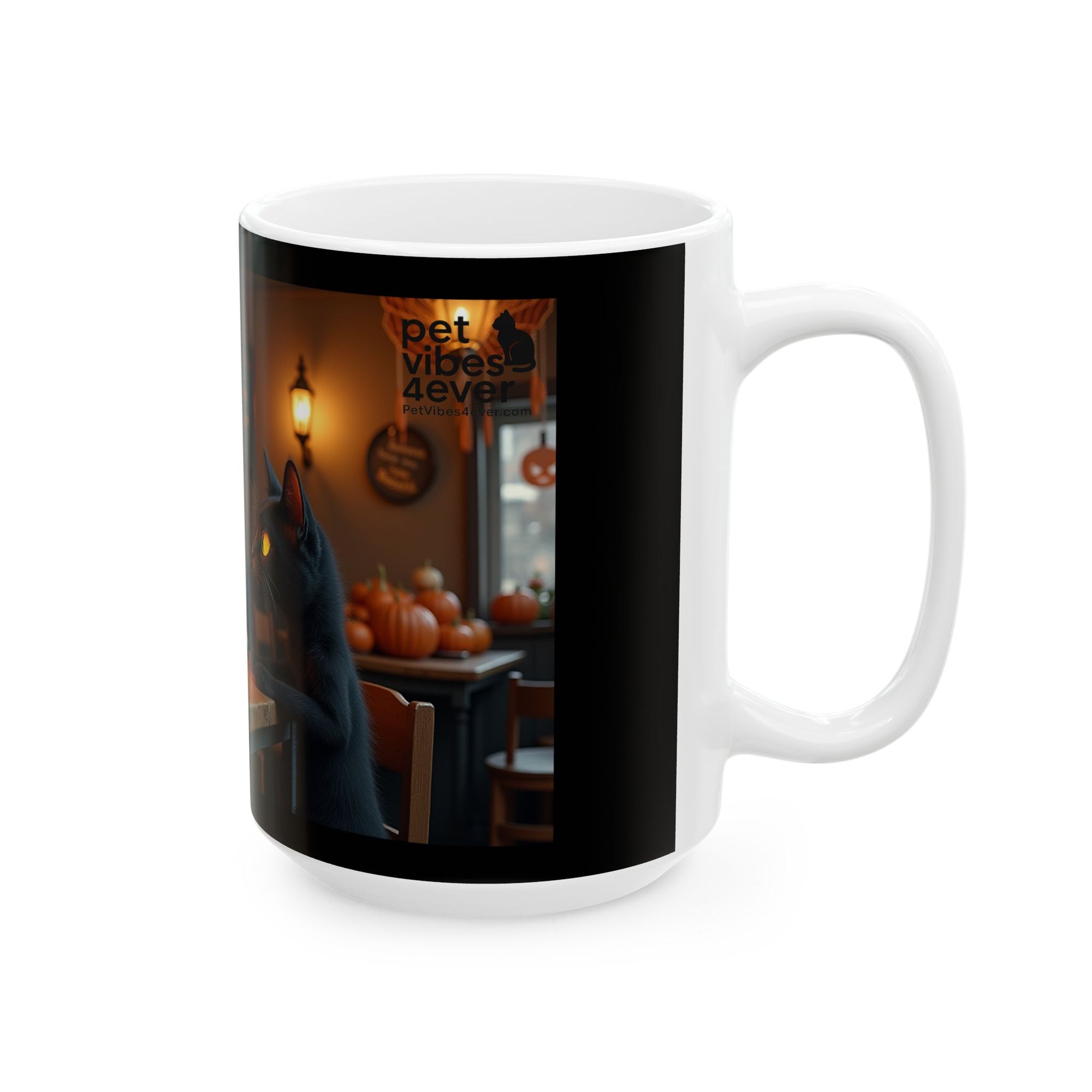 Skeleton & Cat Coffee Mug, Unique Gift for Cat Lovers, Halloween Decor, Fun Kitchenware, Tea Lover's Gift