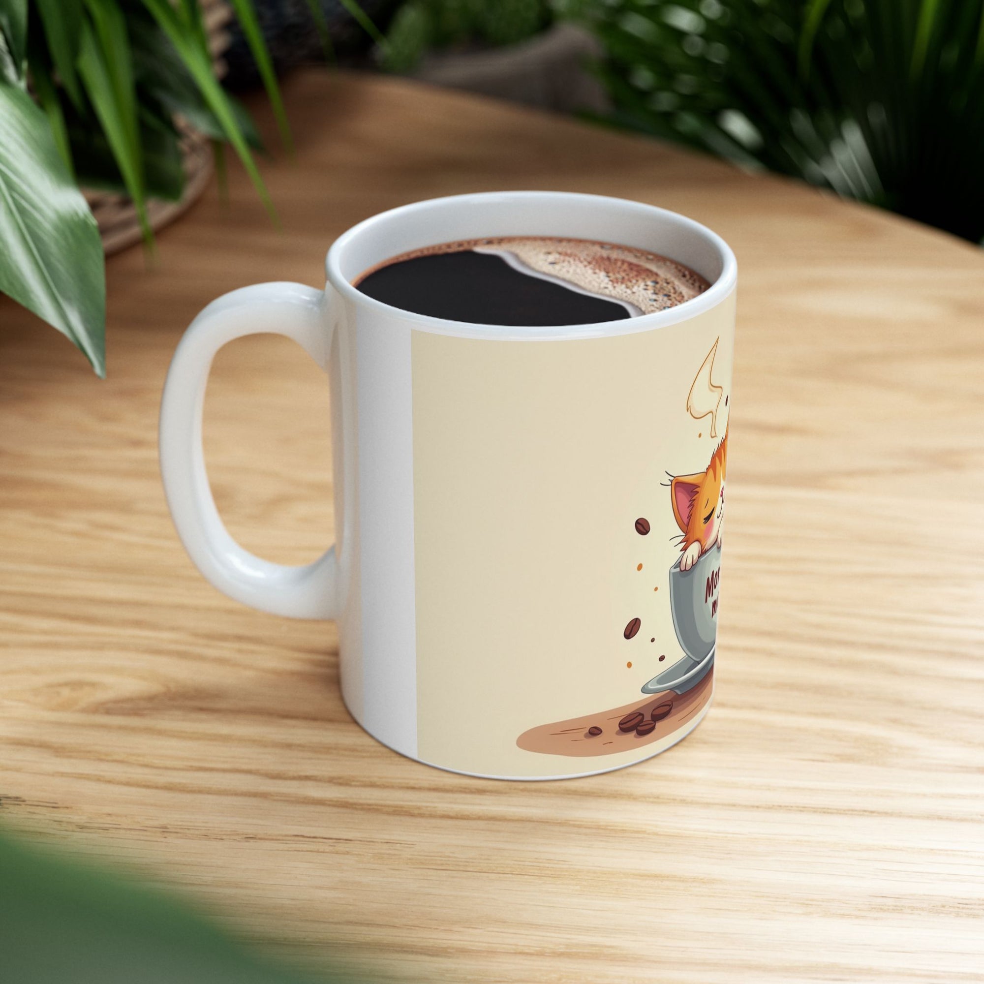 Cute Cat Monday Mood Mug, Coffee Cup, Gift for Cat Lovers, Office Decor, Animal Art, Funny Mug, Tea Cup