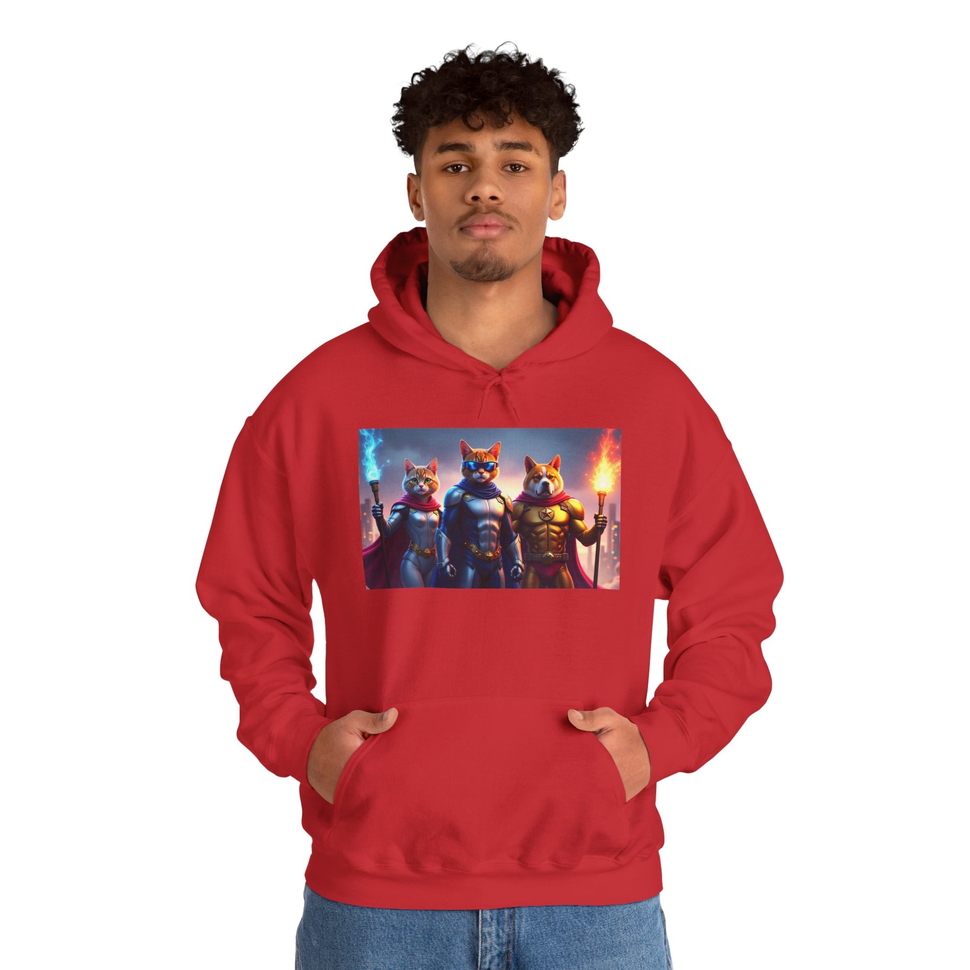 Epic Feline Warriors Hoodie | Unisex Heavy Blend™ Hooded Sweatshirt | Cosplay, Gift, Cat Lover, Graphic Tee, Casual Wear