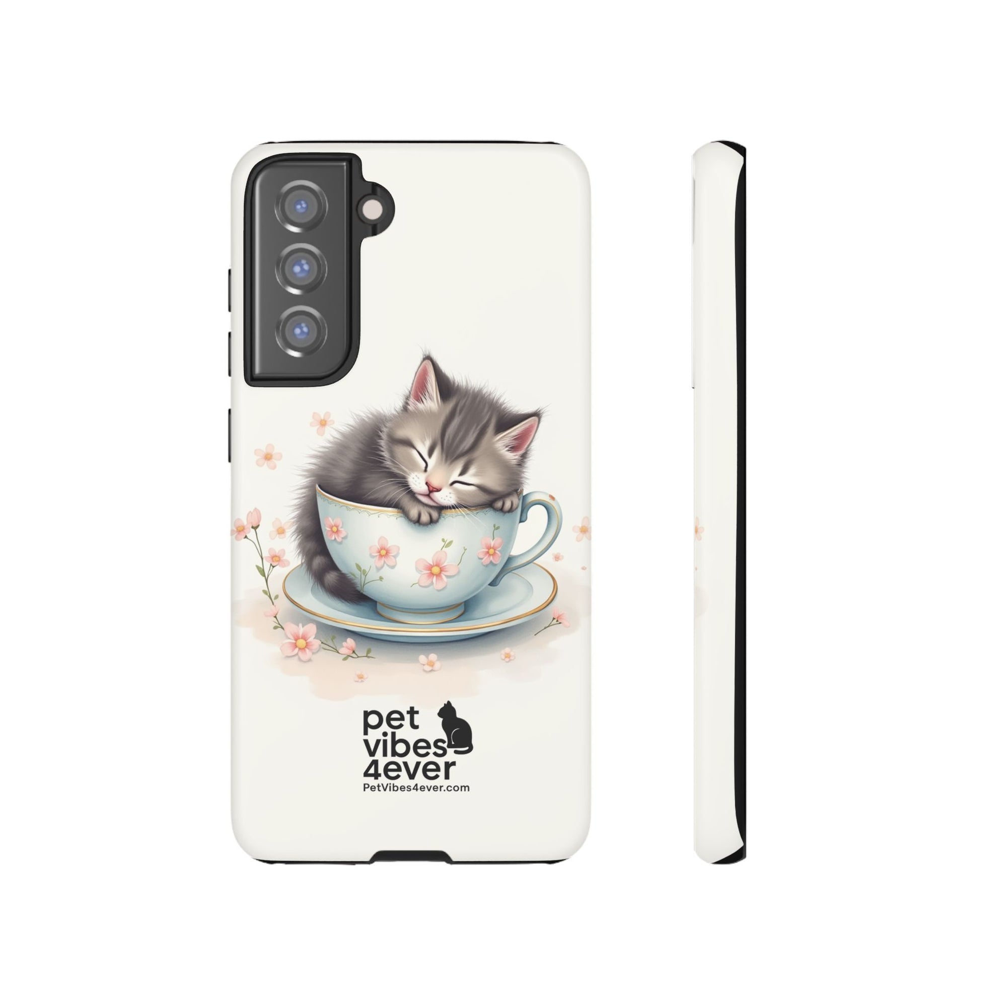 Cute Cat Phone Case, Pet Lover Gift, Soft Kitty Design, Floral Tech Accessory, Unique Animal Case, iPhone Cover, Birthday Present