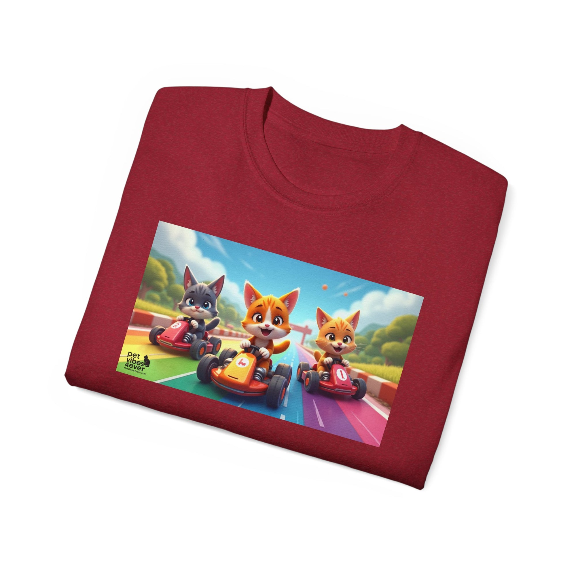 Cartoon Racing Friends Unisex Tee, Fun Gift for Gamers, Kid-Approved Style, Birthday Present, Family Game Night Apparel
