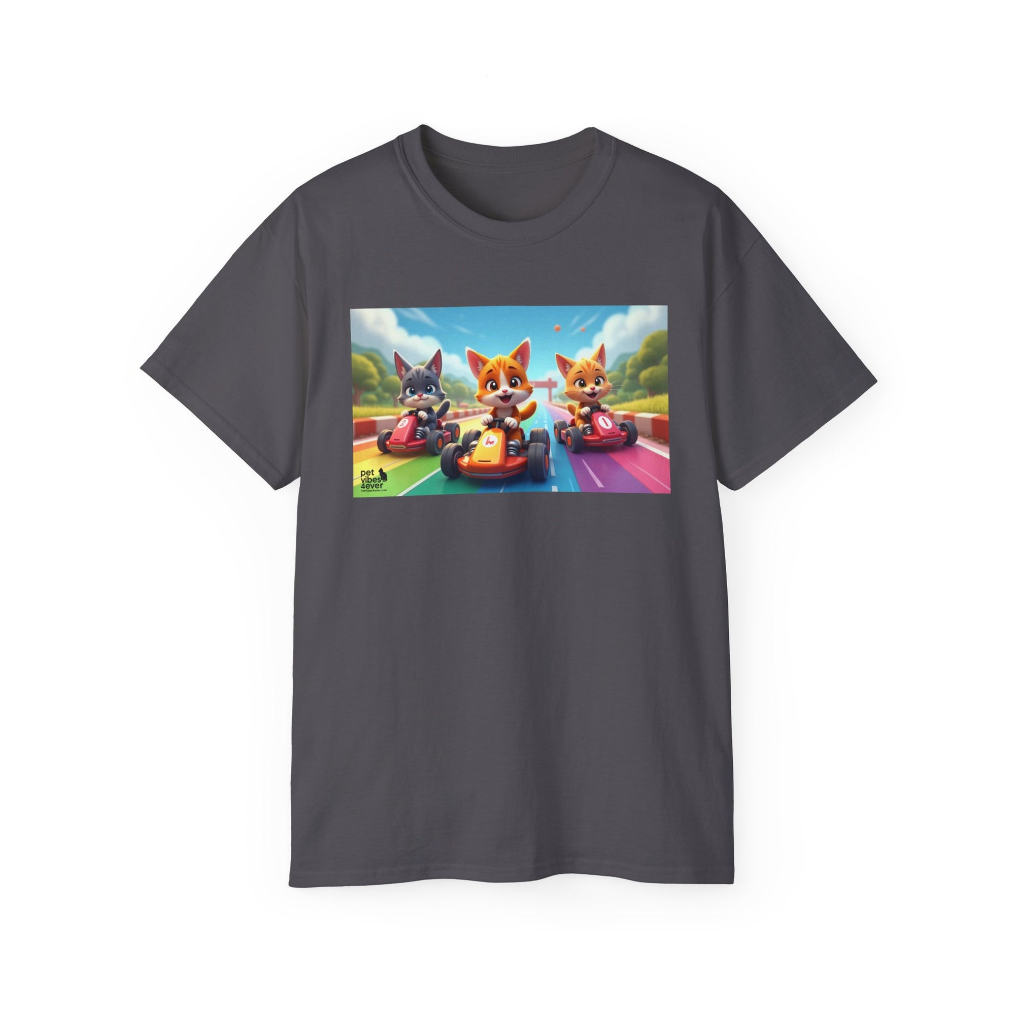 Cartoon Racing Friends Unisex Tee, Fun Gift for Gamers, Kid-Approved Style, Birthday Present, Family Game Night Apparel