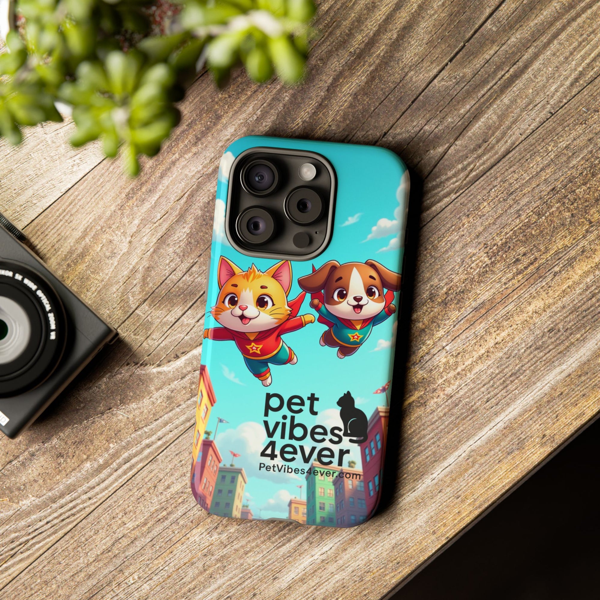 Pet Vibes Phone Case - Playful Cat and Dog Design, Animal Lover Gift, Cute Pet Accessory, Colorful Phone Cover, Fun Pet Gifts