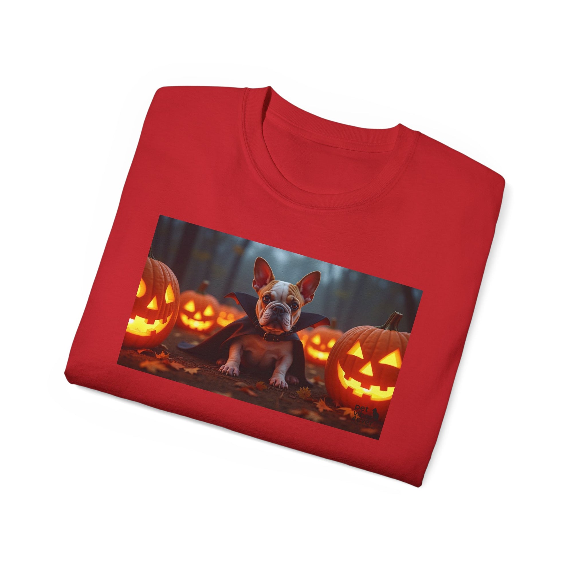 Halloween Dog Graphic Tee, Pumpkin Shirt, Fall Apparel, Casual Wear for Pet Lovers, Unisex Halloween T-Shirt