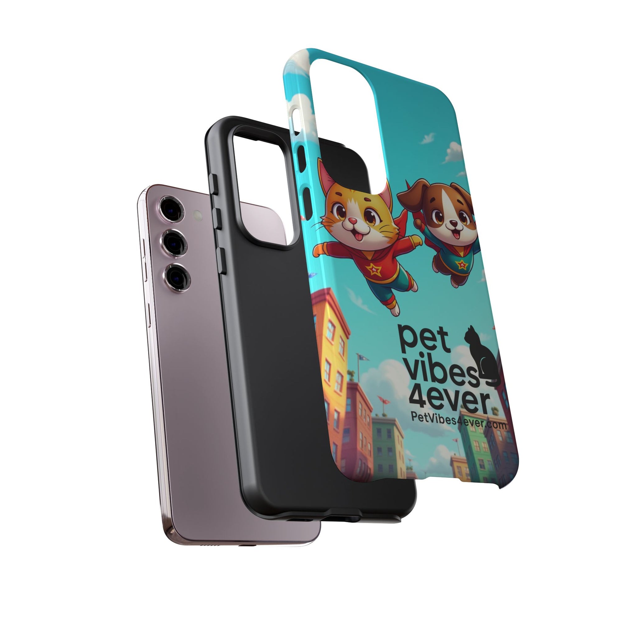 Pet Vibes Forever Tough Phone Cases, Cute Dog and Cat Design, Pet Lover Gift, Fun Phone Accessory, Animal Theme Decor