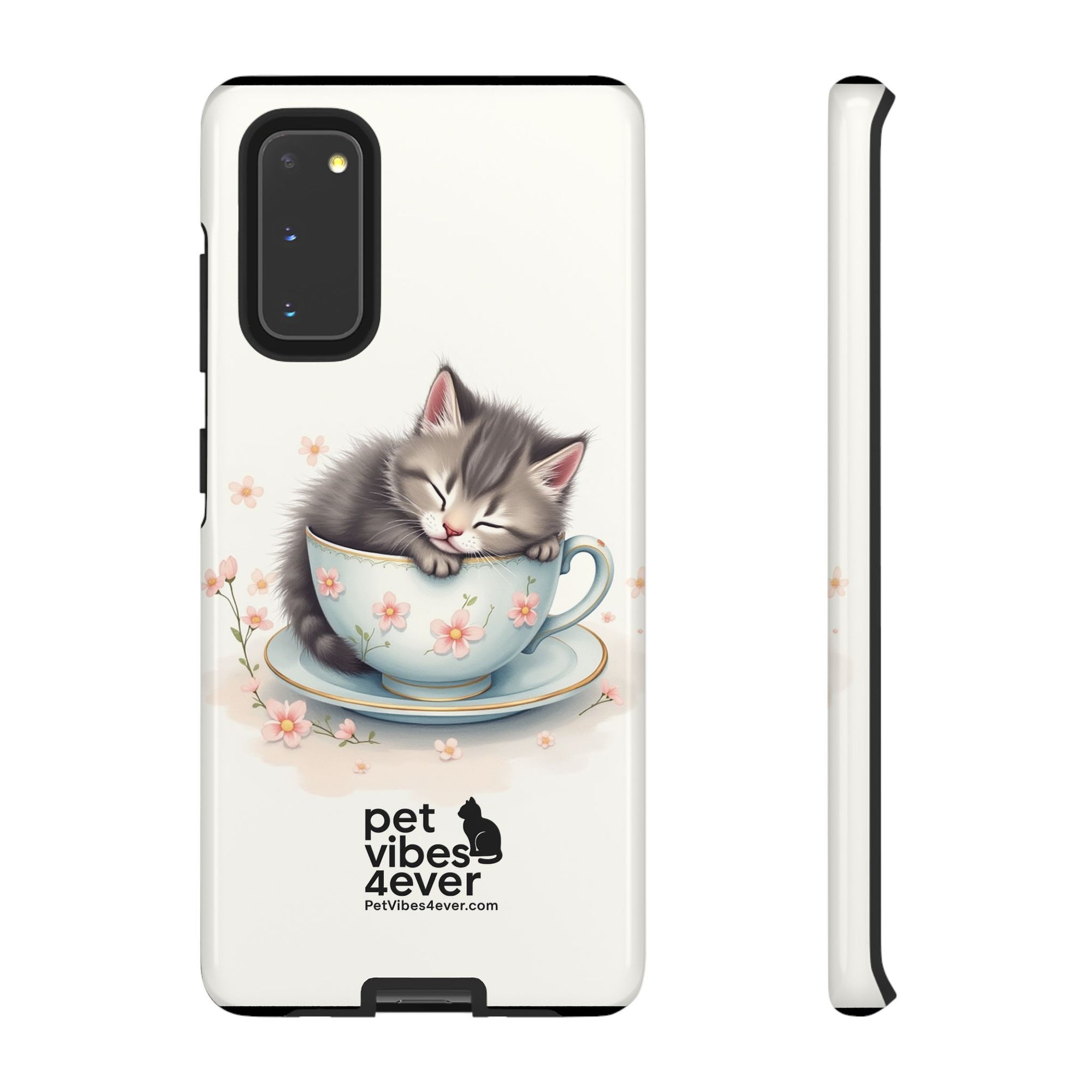 Cute Cat Phone Case, Pet Lover Gift, Soft Kitty Design, Floral Tech Accessory, Unique Animal Case, iPhone Cover, Birthday Present