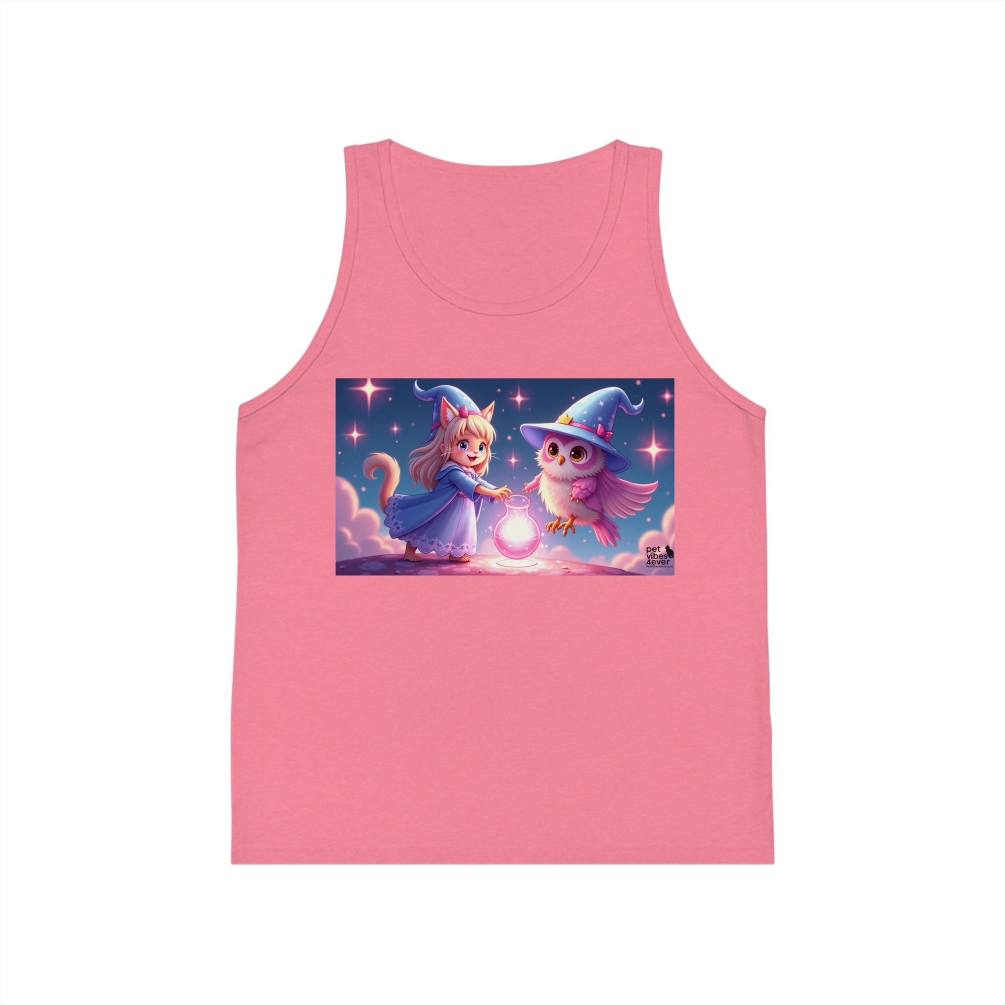 Magical Kids Jersey Tank Top, Cute Animal Art Tank, Summer Wear for Kids, Birthday Gift, Fun Playtime Apparel, Princess Owl Design