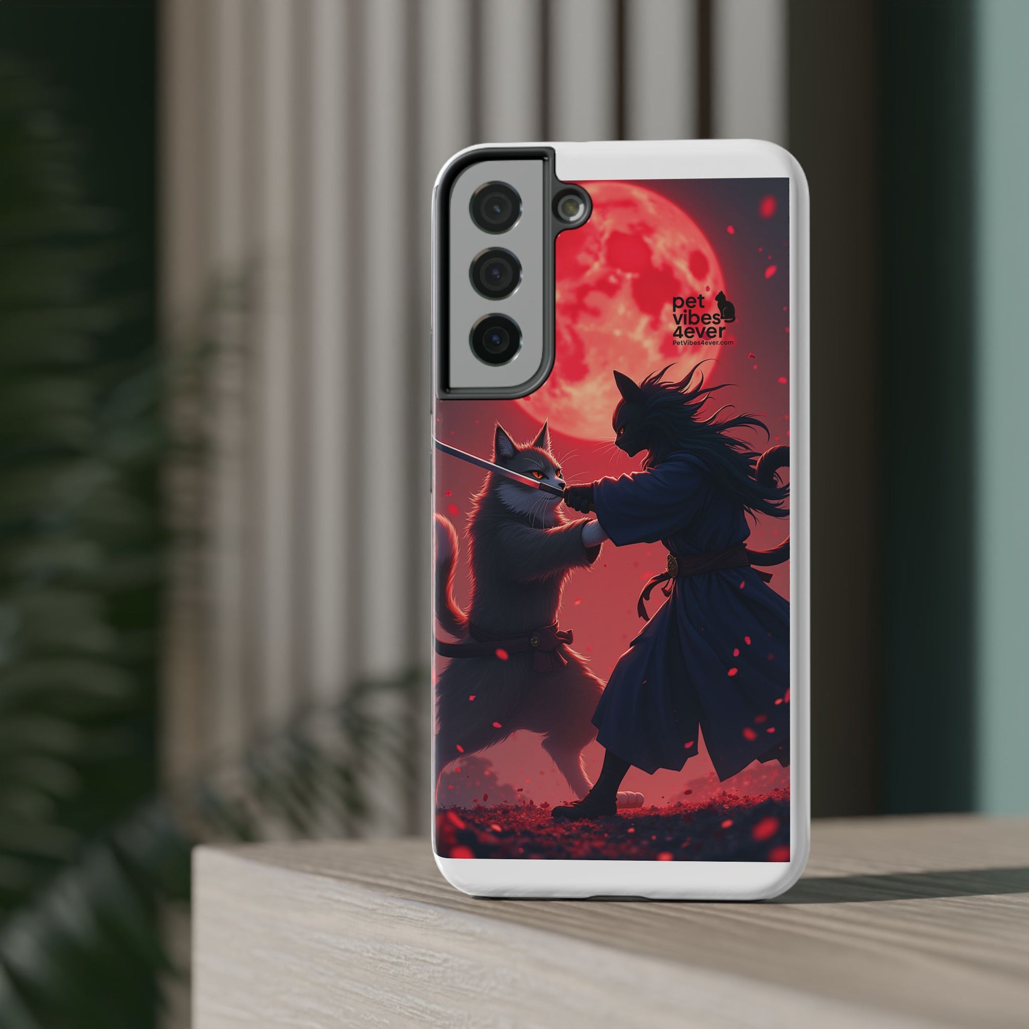 Samurai Cat Phone Case – Impact-Resistant, Pet Lovers, Cool Tech Accessories, Anime Aesthetic, Unique Gifts