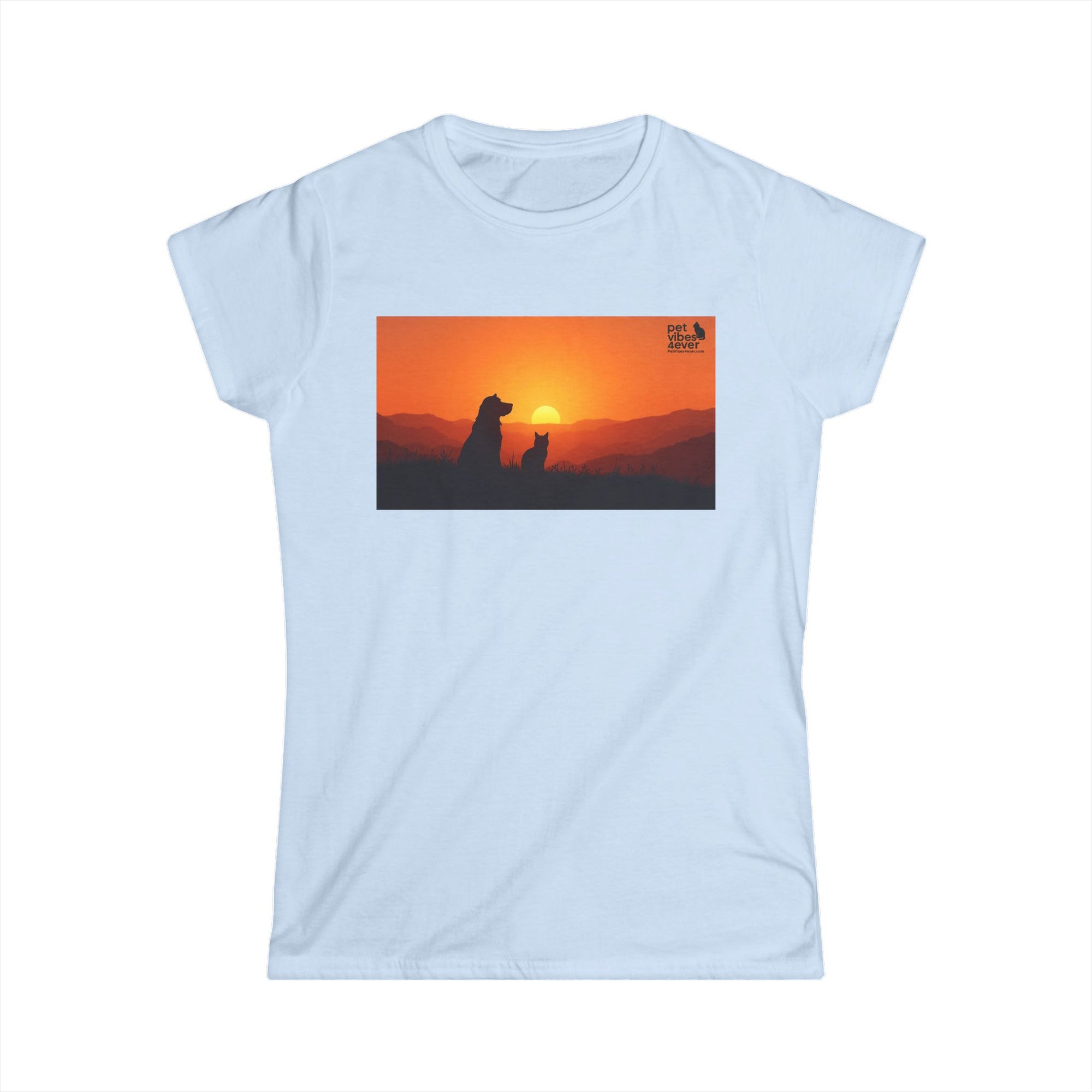 Women's Sunset Dog Lovers Tee, Cute Pet Lover Shirt, Animal Lover Gift, Casual Wear, Summer Top, Dog Mom Apparel
