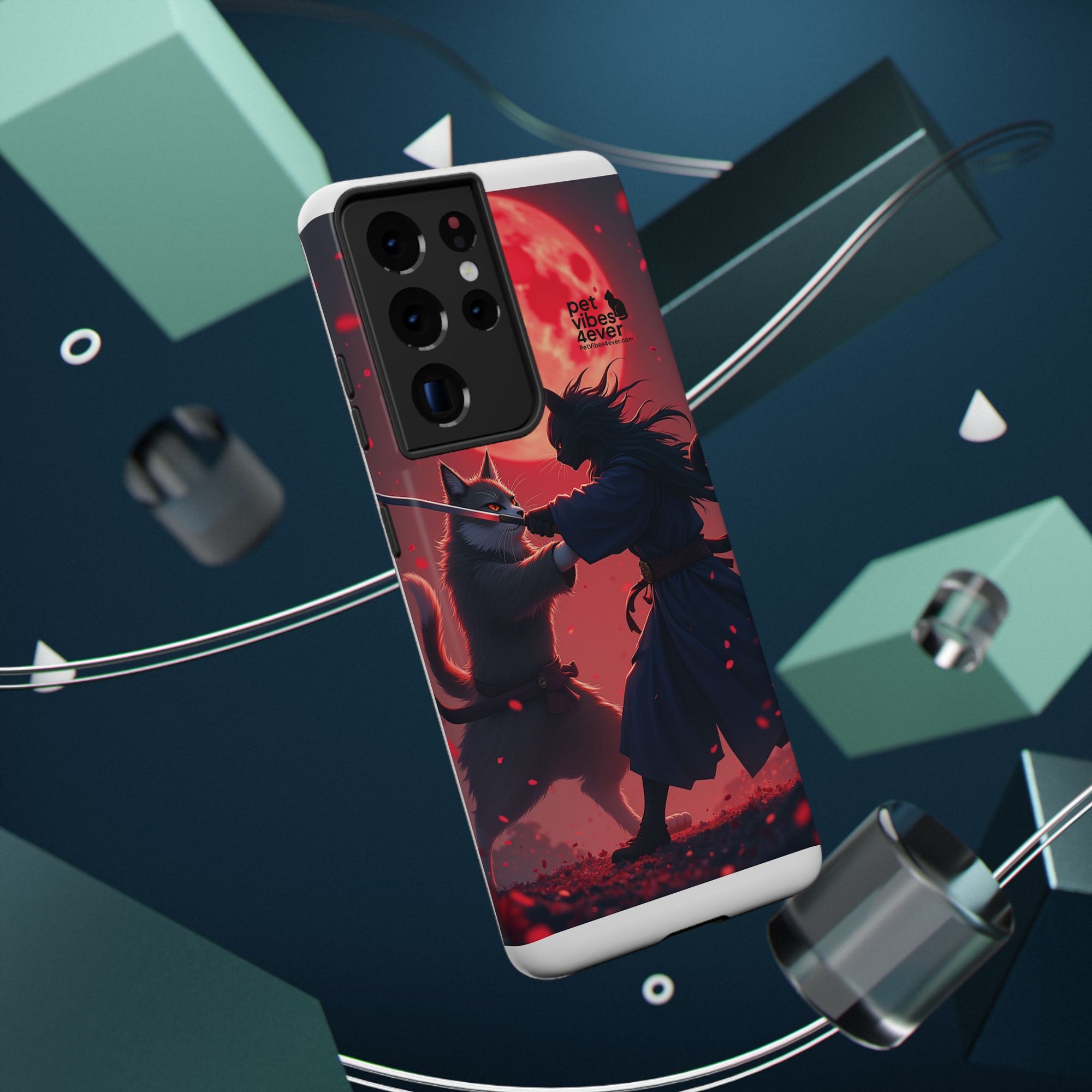 Samurai Cat Phone Case – Impact-Resistant, Pet Lovers, Cool Tech Accessories, Anime Aesthetic, Unique Gifts