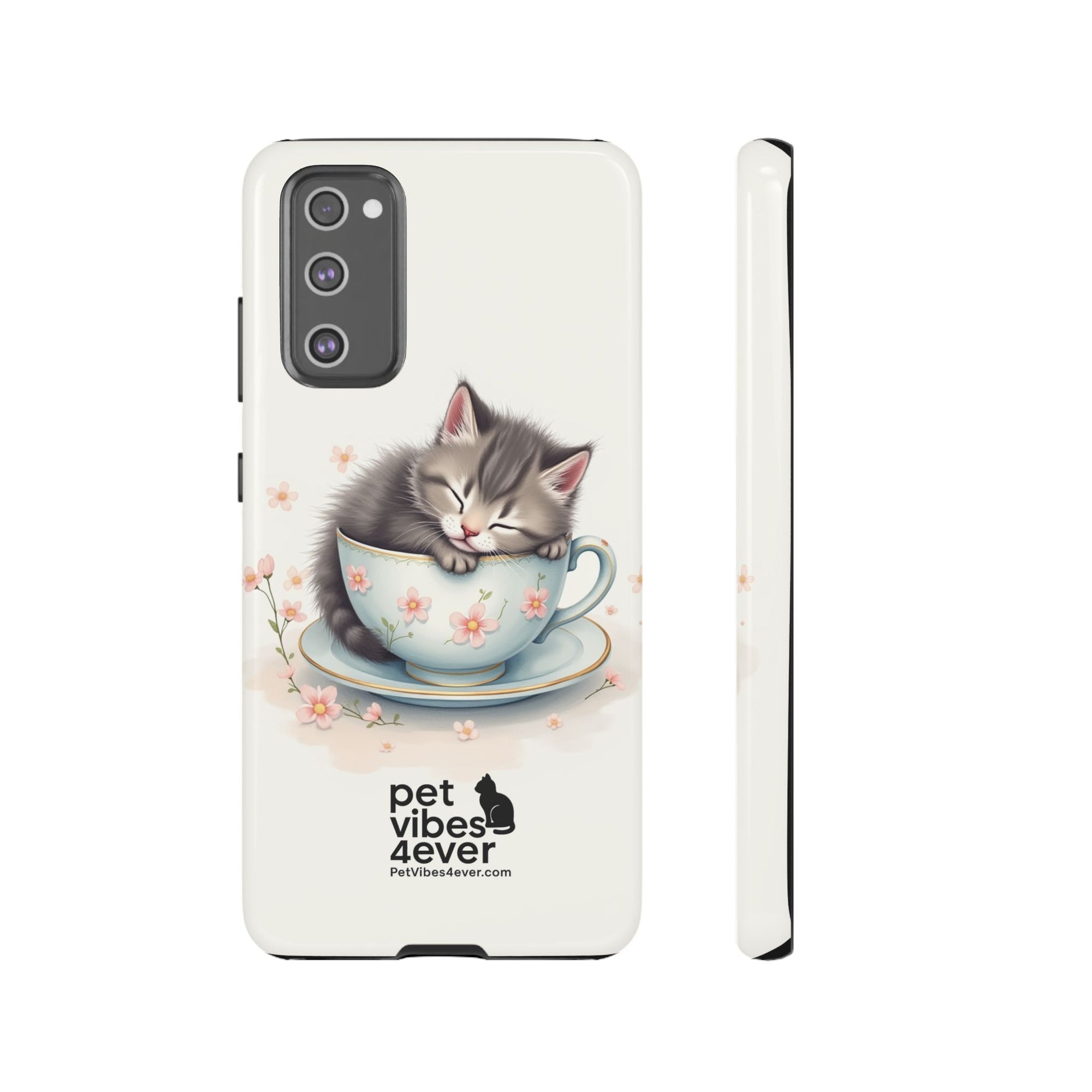 Cute Cat Phone Case, Pet Lover Gift, Soft Kitty Design, Floral Tech Accessory, Unique Animal Case, iPhone Cover, Birthday Present