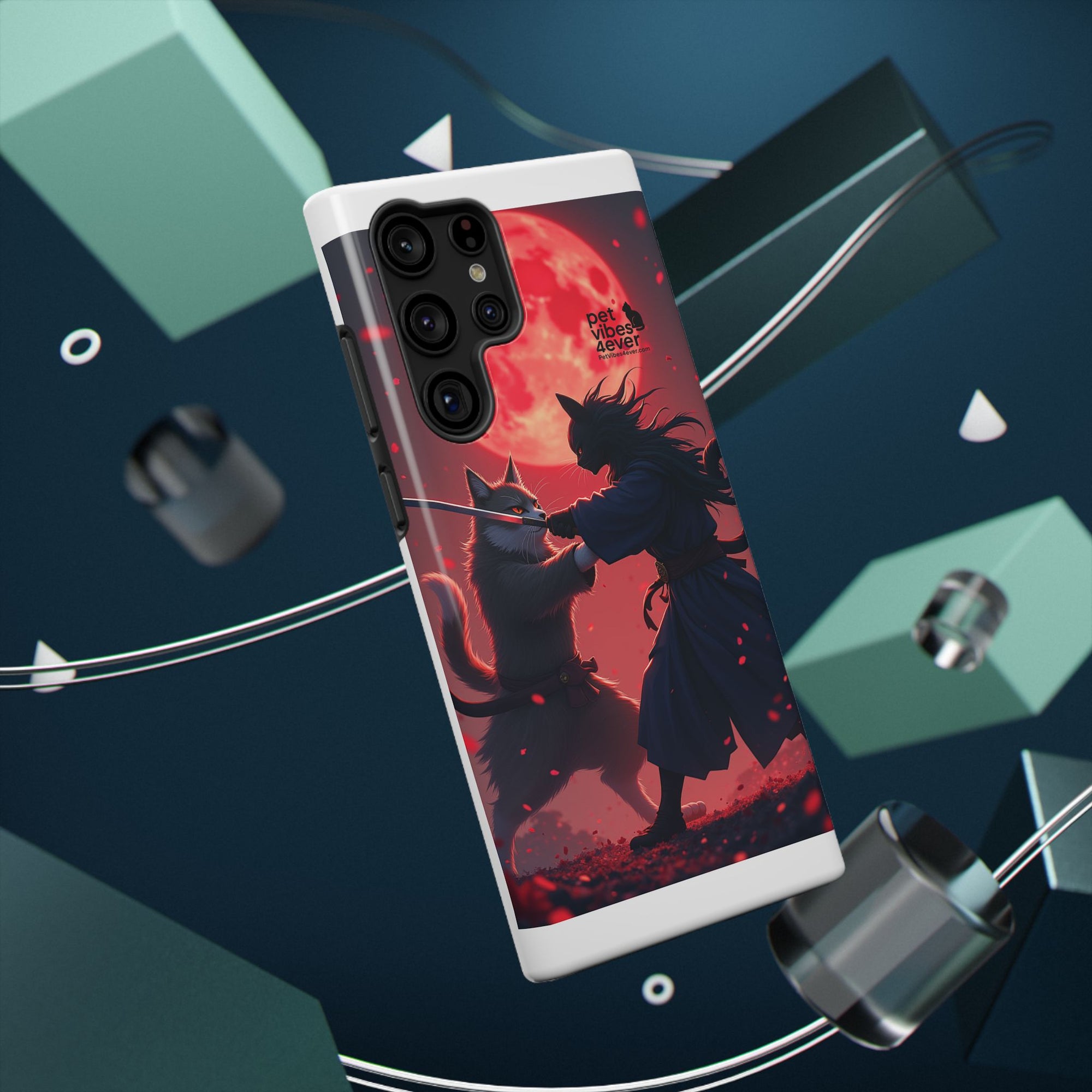 Samurai Cat Phone Case – Impact-Resistant, Pet Lovers, Cool Tech Accessories, Anime Aesthetic, Unique Gifts