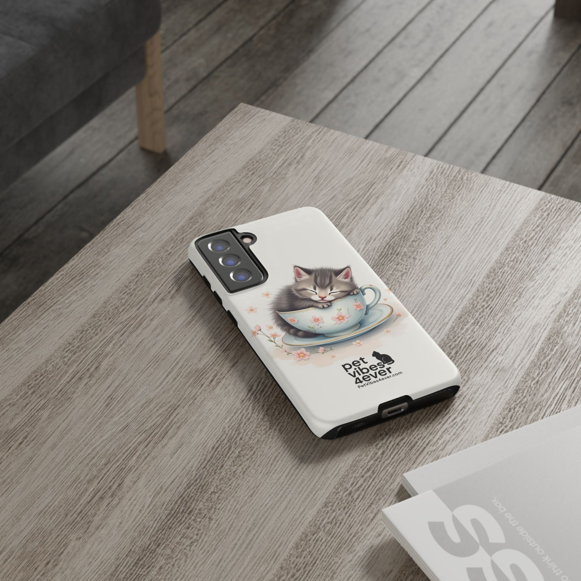 Cute Cat Phone Case, Pet Lover Gift, Soft Kitty Design, Floral Tech Accessory, Unique Animal Case, iPhone Cover, Birthday Present