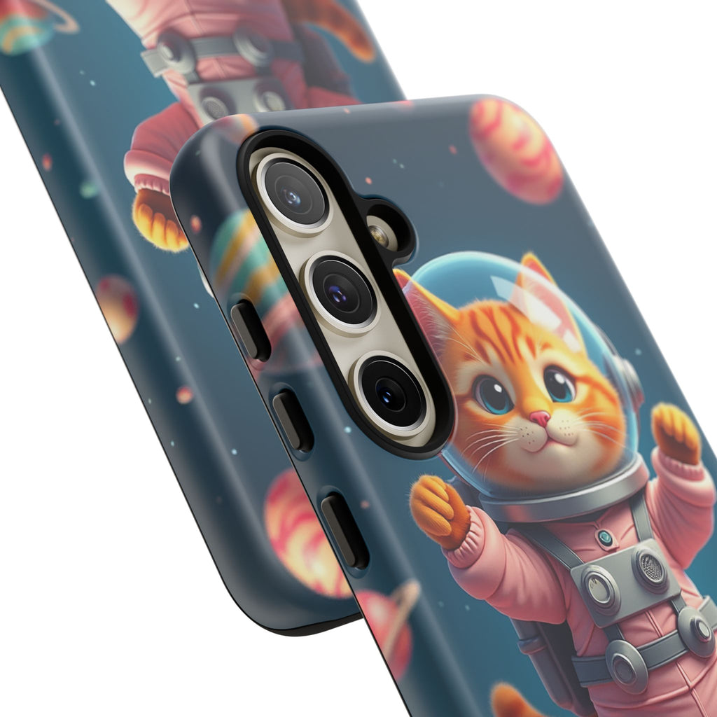 Cute Cat Phone Case, Astronaut Cat Case, Pet Lover Gift, Space Theme Accessories, Galaxy Cat Phone Cover