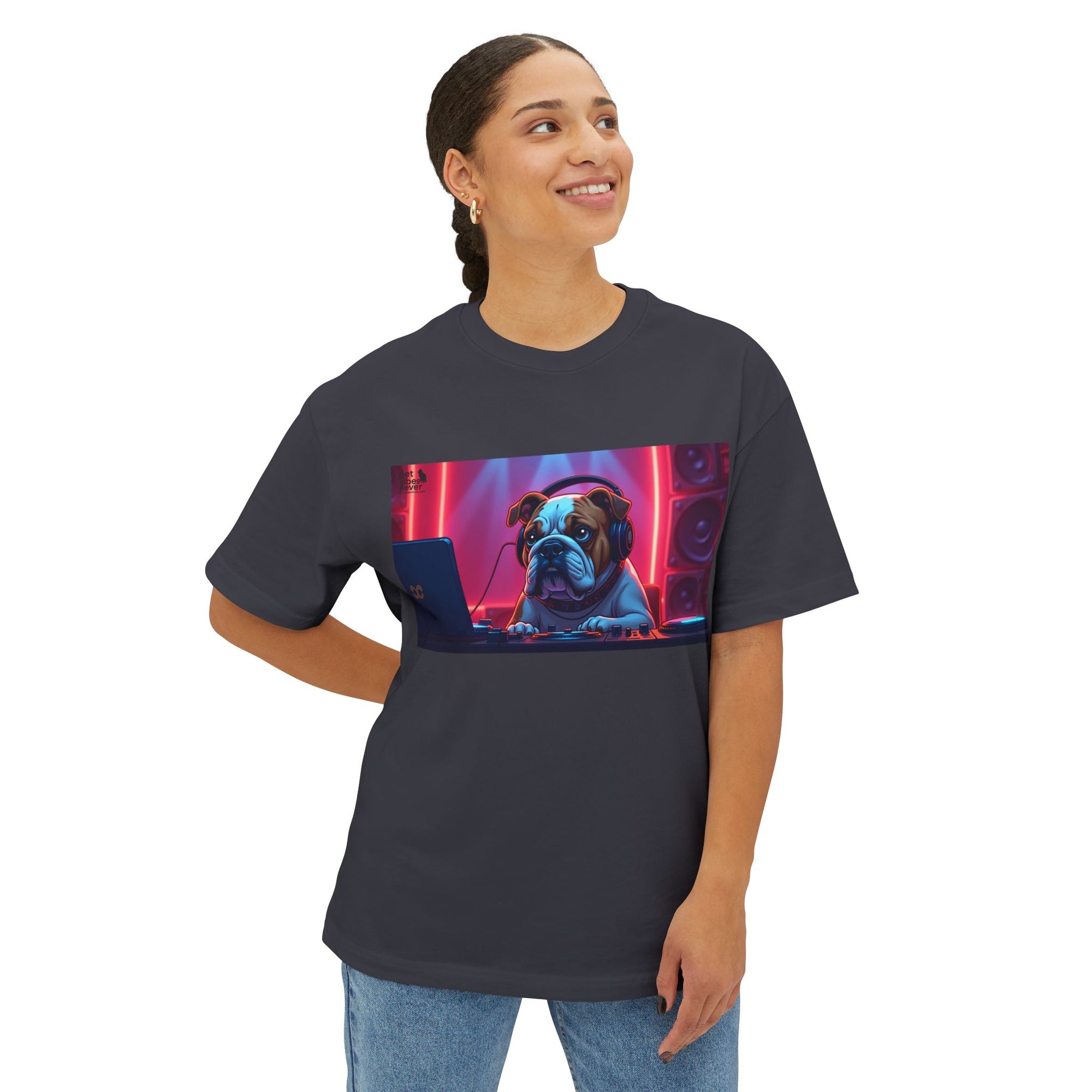 DJ Dog Graphic Tee, Trendy Unisex Oversized T-Shirt, Music Lover Gift, Casual Streetwear, Pet Lover Apparel