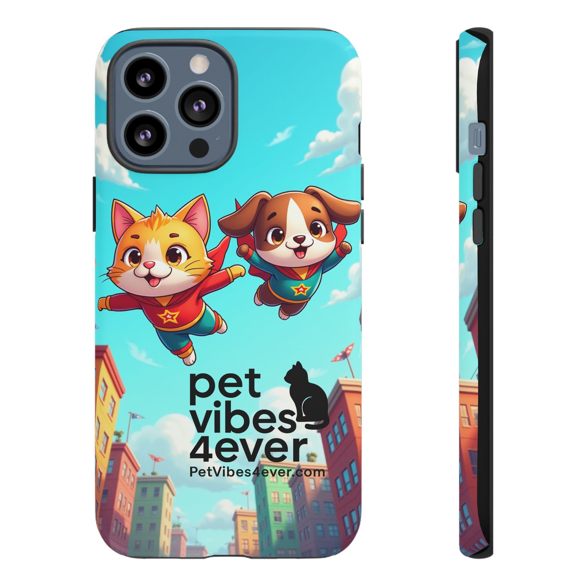Pet Vibes Phone Case - Playful Cat and Dog Design, Animal Lover Gift, Cute Pet Accessory, Colorful Phone Cover, Fun Pet Gifts