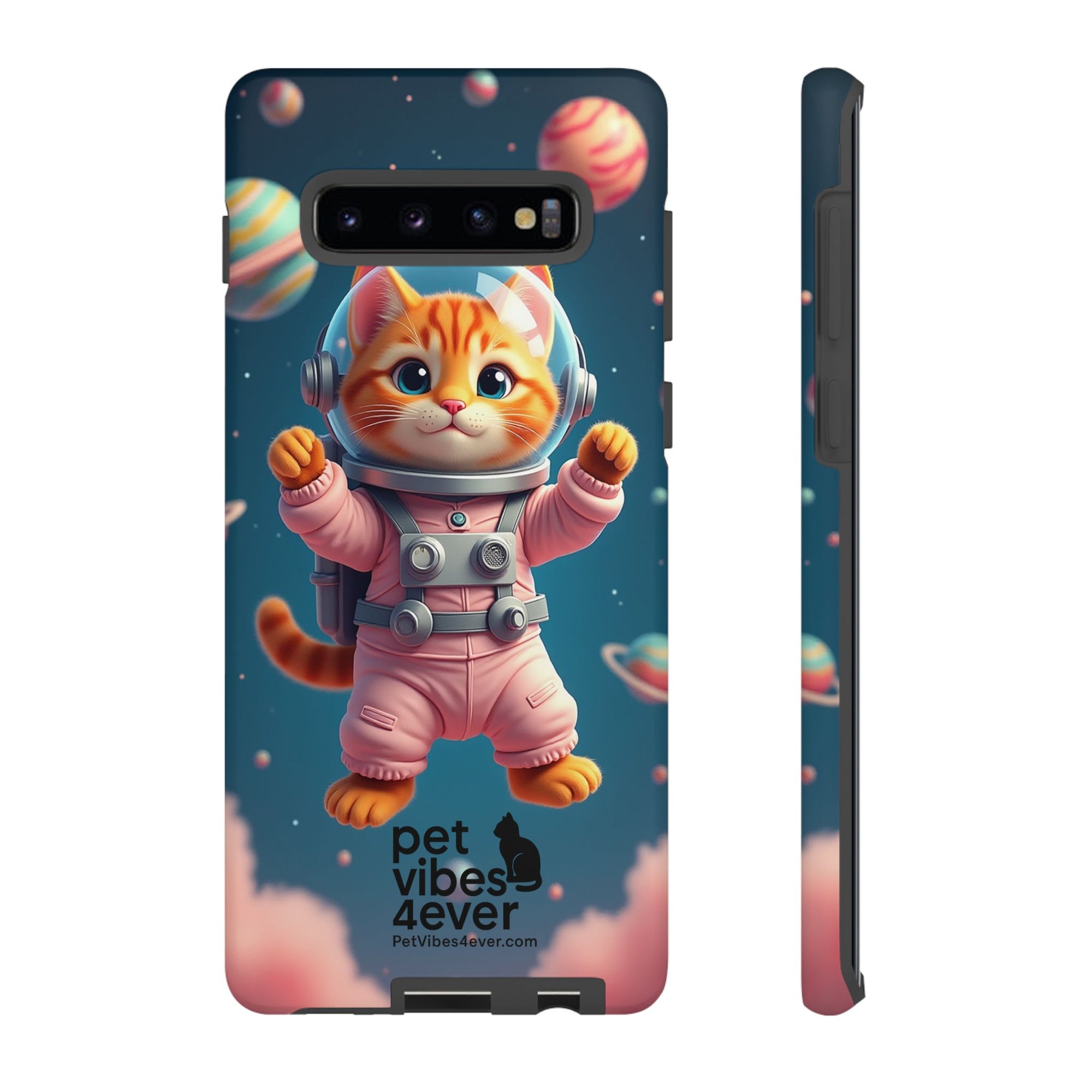 Cute Cat Phone Case, Astronaut Cat Case, Pet Lover Gift, Space Theme Accessories, Galaxy Cat Phone Cover