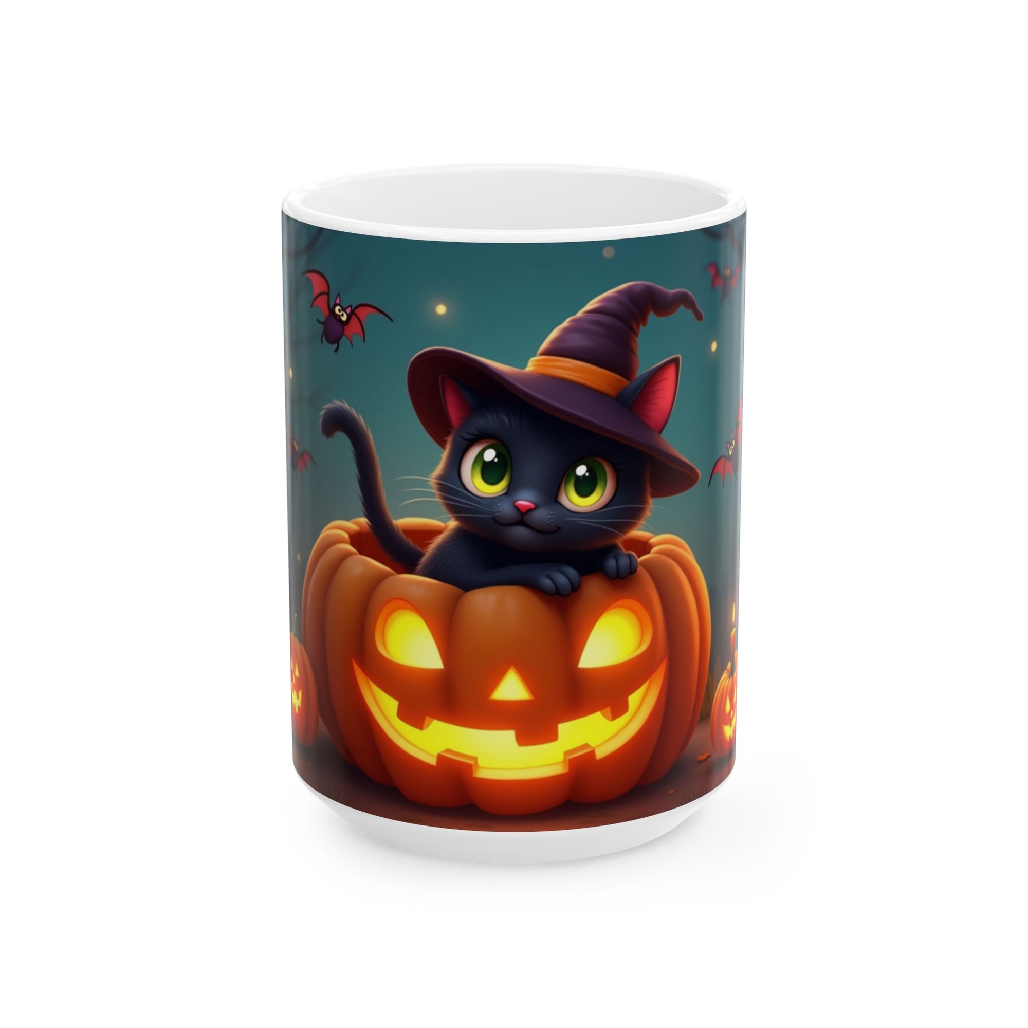 Spooktacular Halloween Cat Mug, Cute Black Cat Mug, Halloween Decor, Pumpkin Mug, Cozy Drinkware, Gift for Cat Lovers