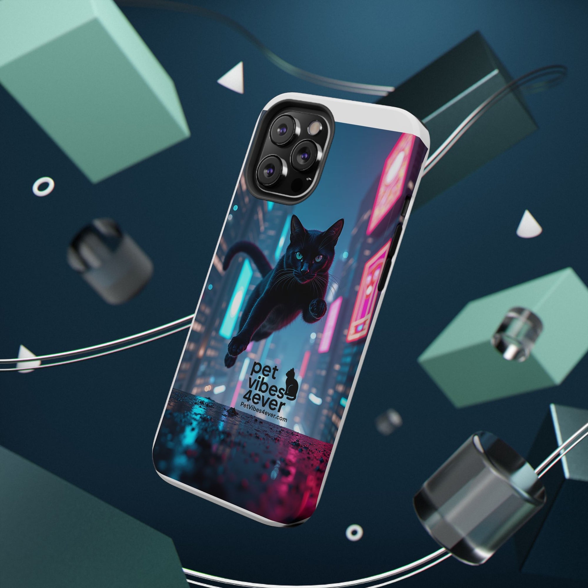 Cat-Themed Phone Case with Pet Vibes Design, Impact-Resistant Phone Case, Gift for Cat Lovers, Cute Pet Merchandise, Stylish Phone Accessory