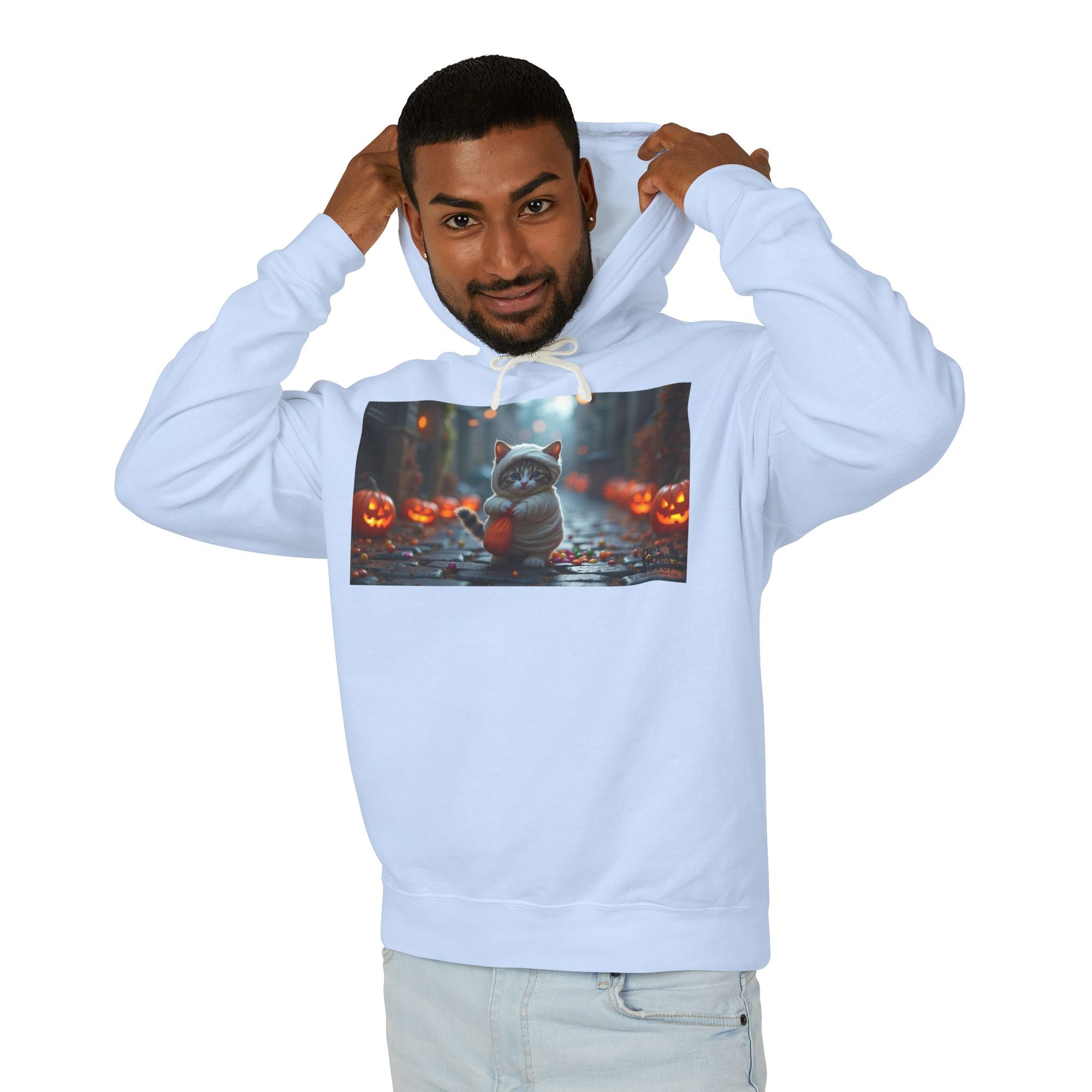 Halloween Cat Unisex Hoodie, Cozy Sweatshirt for Fall, Cute Pumpkin Design, Gift for Cat Lovers, Perfect for Halloween