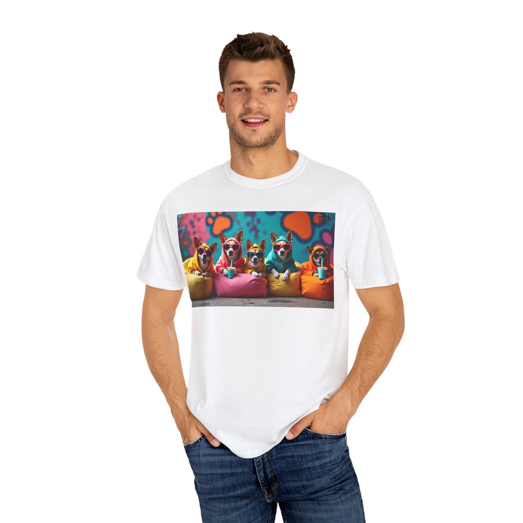 Playful Dog-Themed Unisex Garment-Dyed T-shirt, Pet Lover Gift, Casual Wear, Birthday Party Tee, Colorful Animal Art