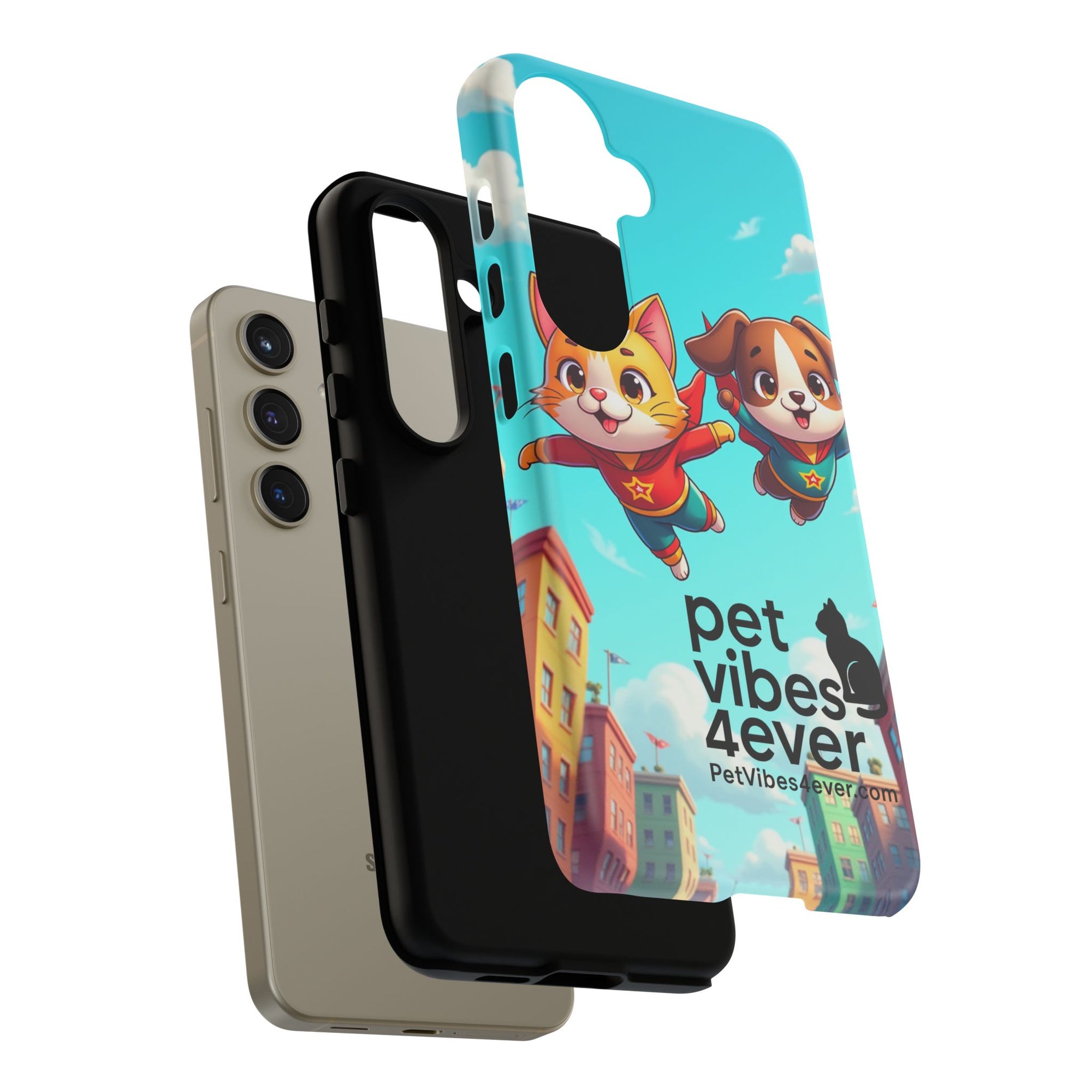 Pet Vibes Forever Tough Phone Cases, Cute Dog and Cat Design, Pet Lover Gift, Fun Phone Accessory, Animal Theme Decor