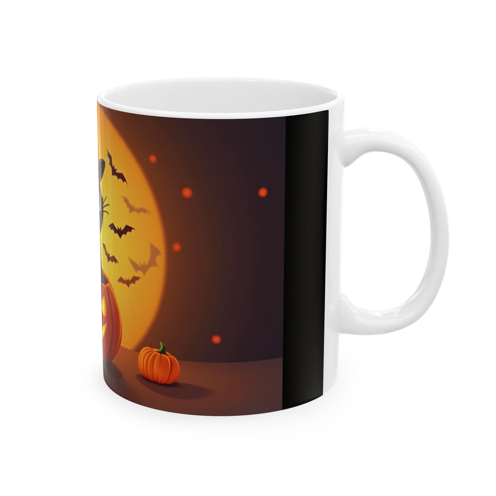 Halloween Cat Ceramic Mug - Cute Black Cat, Pumpkin Design, Coffee Mug, Halloween Decor, Cat Lover Gift, Spooky Season