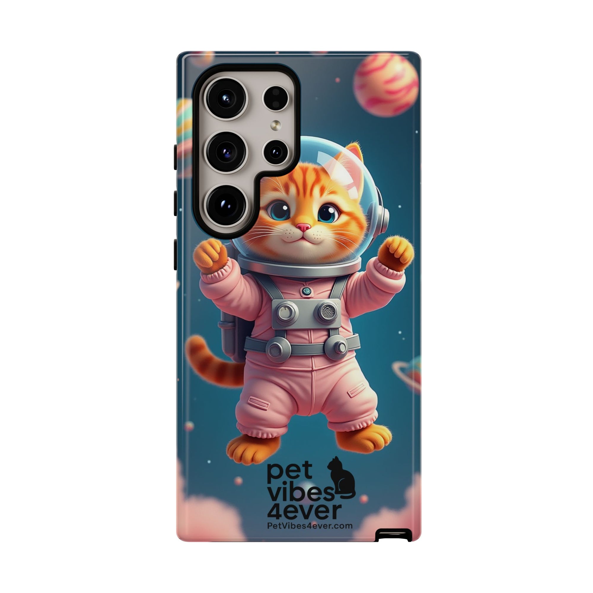 Cute Cat Phone Case, Astronaut Cat Case, Pet Lover Gift, Space Theme Accessories, Galaxy Cat Phone Cover