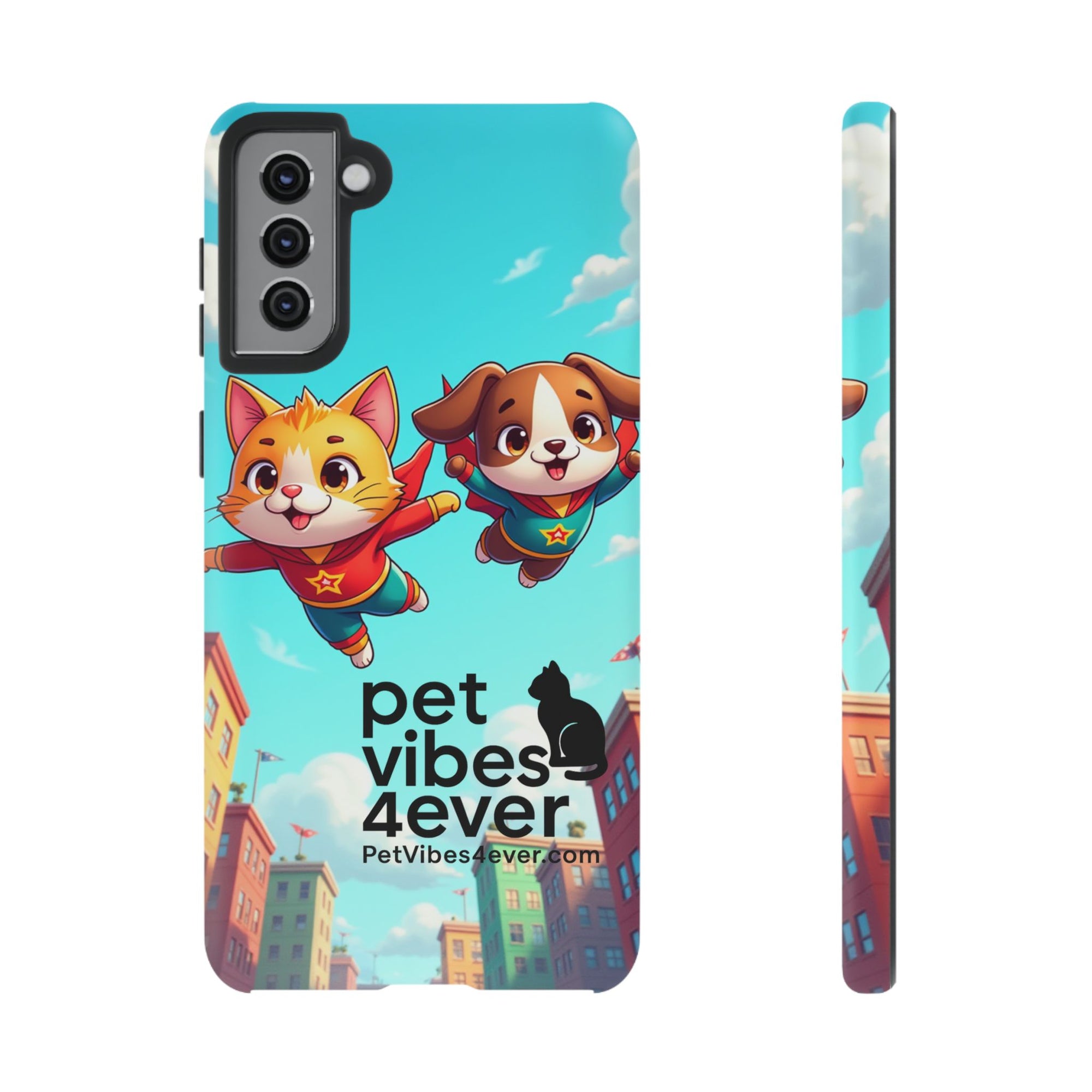 Pet Vibes Forever Tough Phone Cases, Cute Dog and Cat Design, Pet Lover Gift, Fun Phone Accessory, Animal Theme Decor
