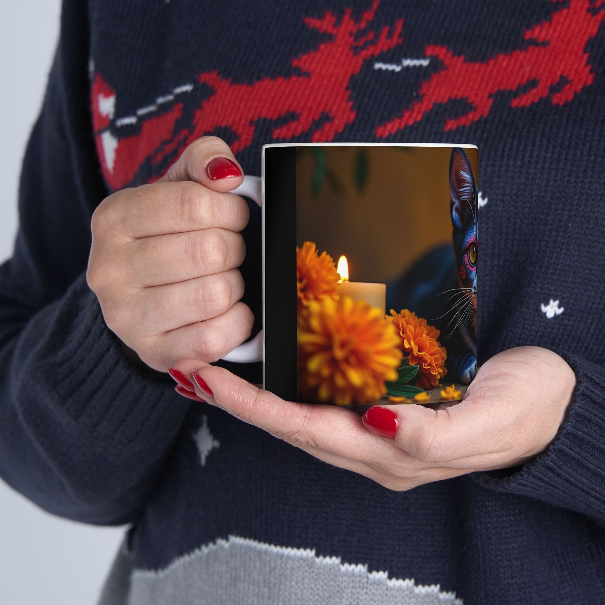 Artistic Cat Ceramic Mug - Vibrant Kitty, Animal Lover Gift, Coffee Tea Cup, Unique Home Decor, Birthday Gift