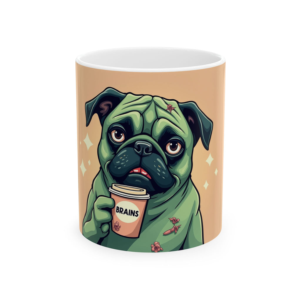 Brainy Pug Ceramic Mug | Funny Dog Coffee Cup, Gift for Dog Lovers, Pet Owner Gift, Cute Home Decor, Pug Lover Mug
