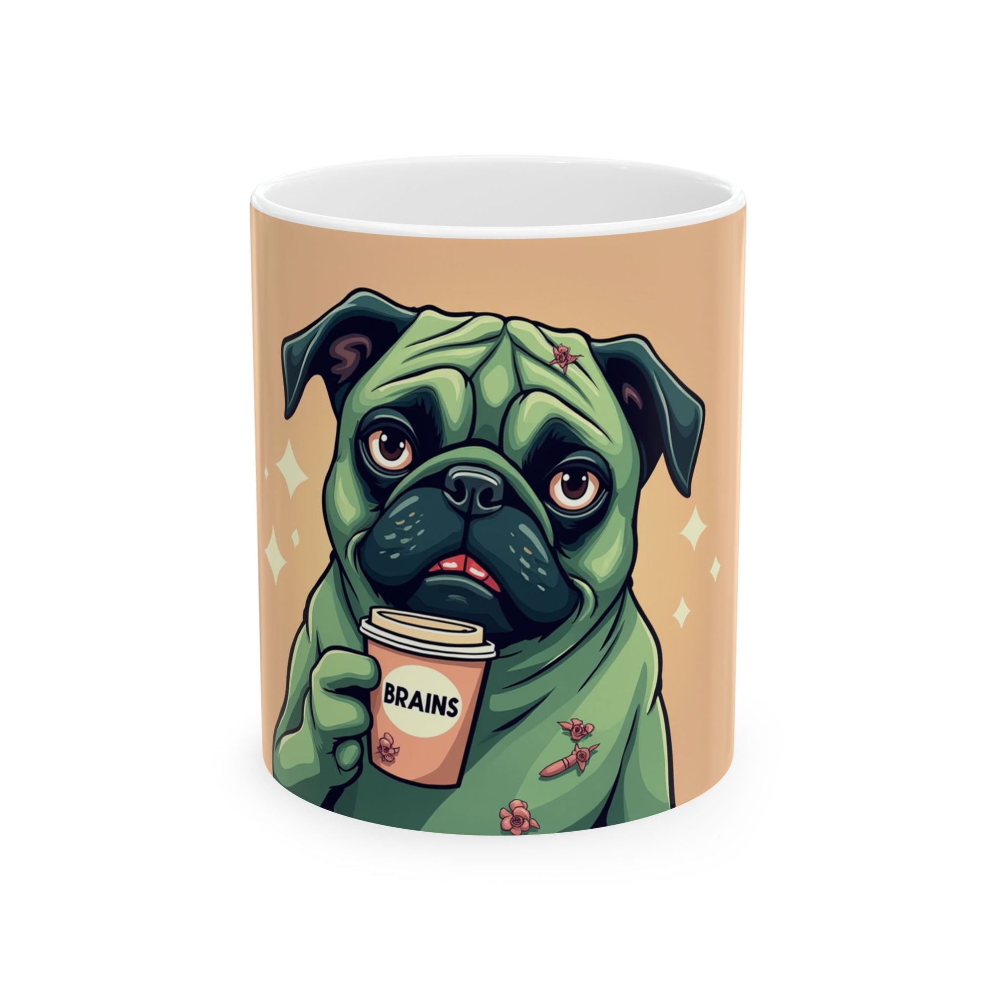 Brainy Pug Ceramic Mug | Funny Dog Coffee Cup, Gift for Dog Lovers, Pet Owner Gift, Cute Home Decor, Pug Lover Mug