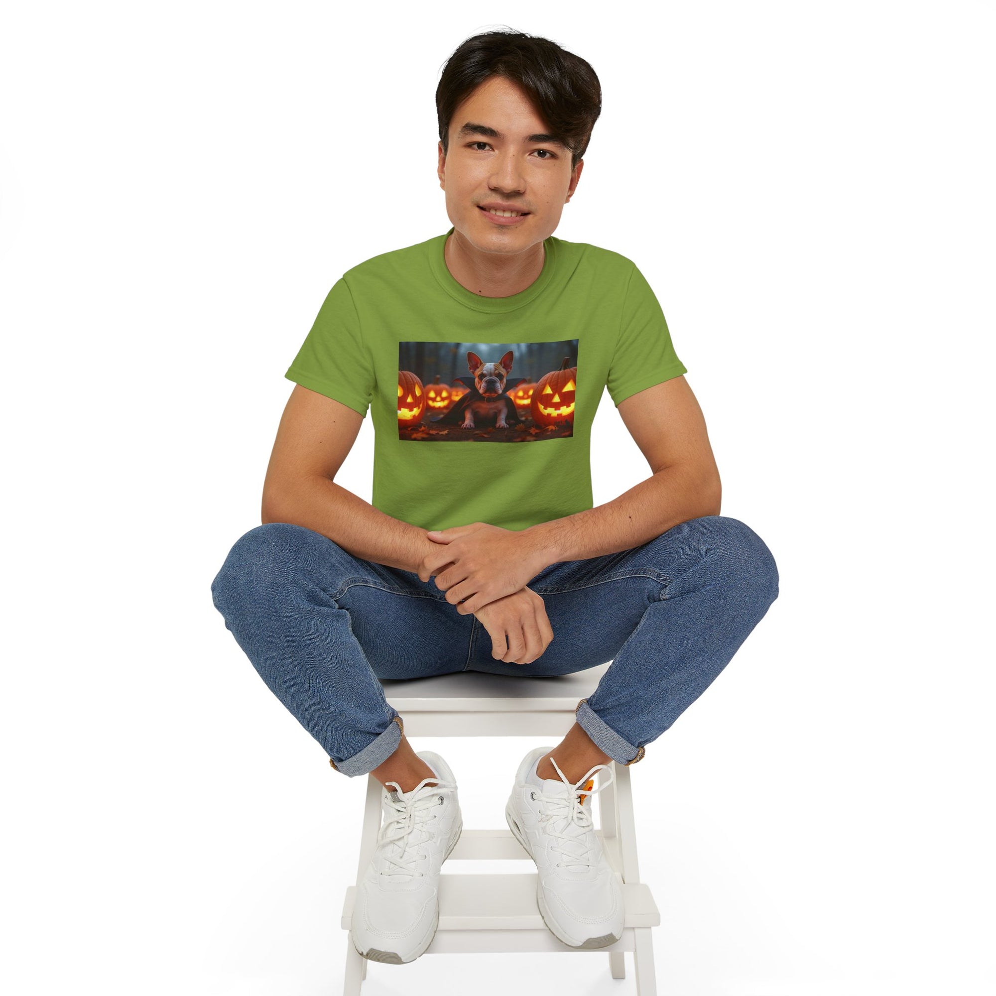 Halloween Dog Graphic Tee, Pumpkin Shirt, Fall Apparel, Casual Wear for Pet Lovers, Unisex Halloween T-Shirt