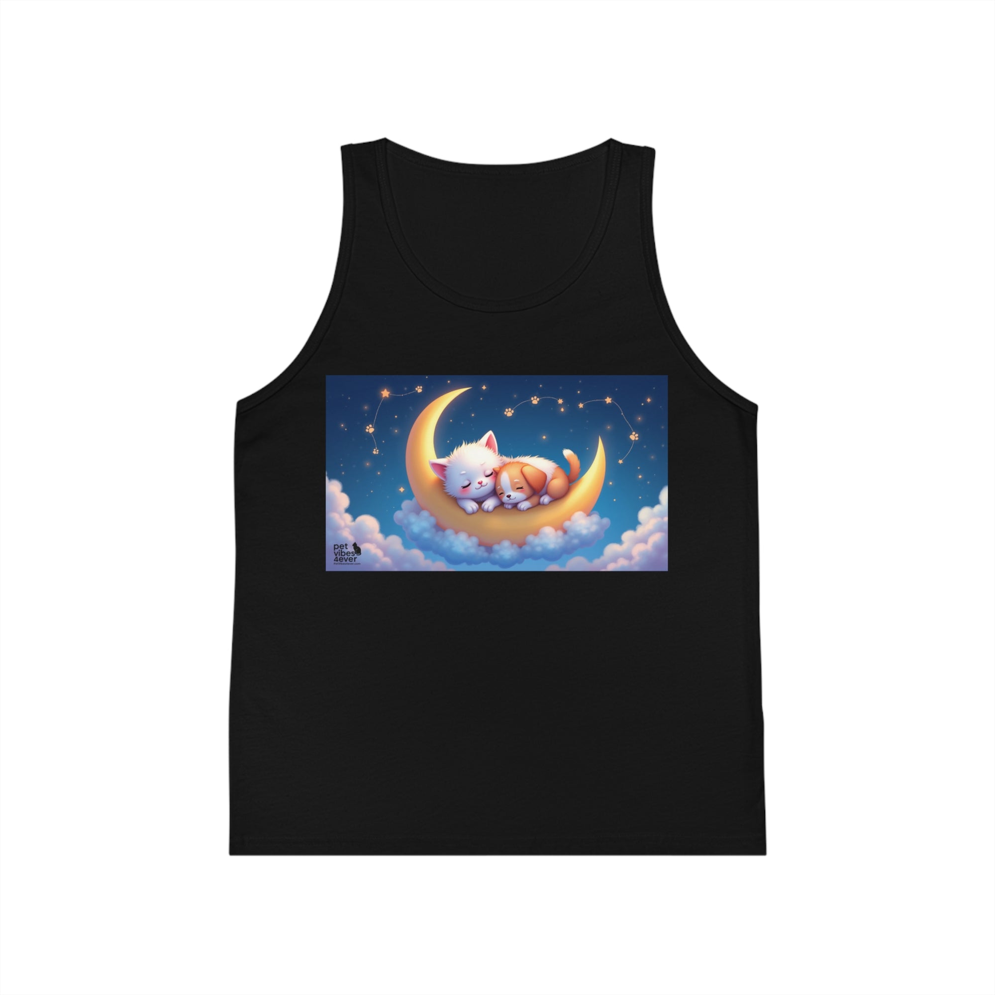 Dreamy Cat Moon Kids Tank Top, Cute Summer Top, Gift for Girls, Sleepover Outfit, Pajama Party Tee, Cat Lovers Clothing