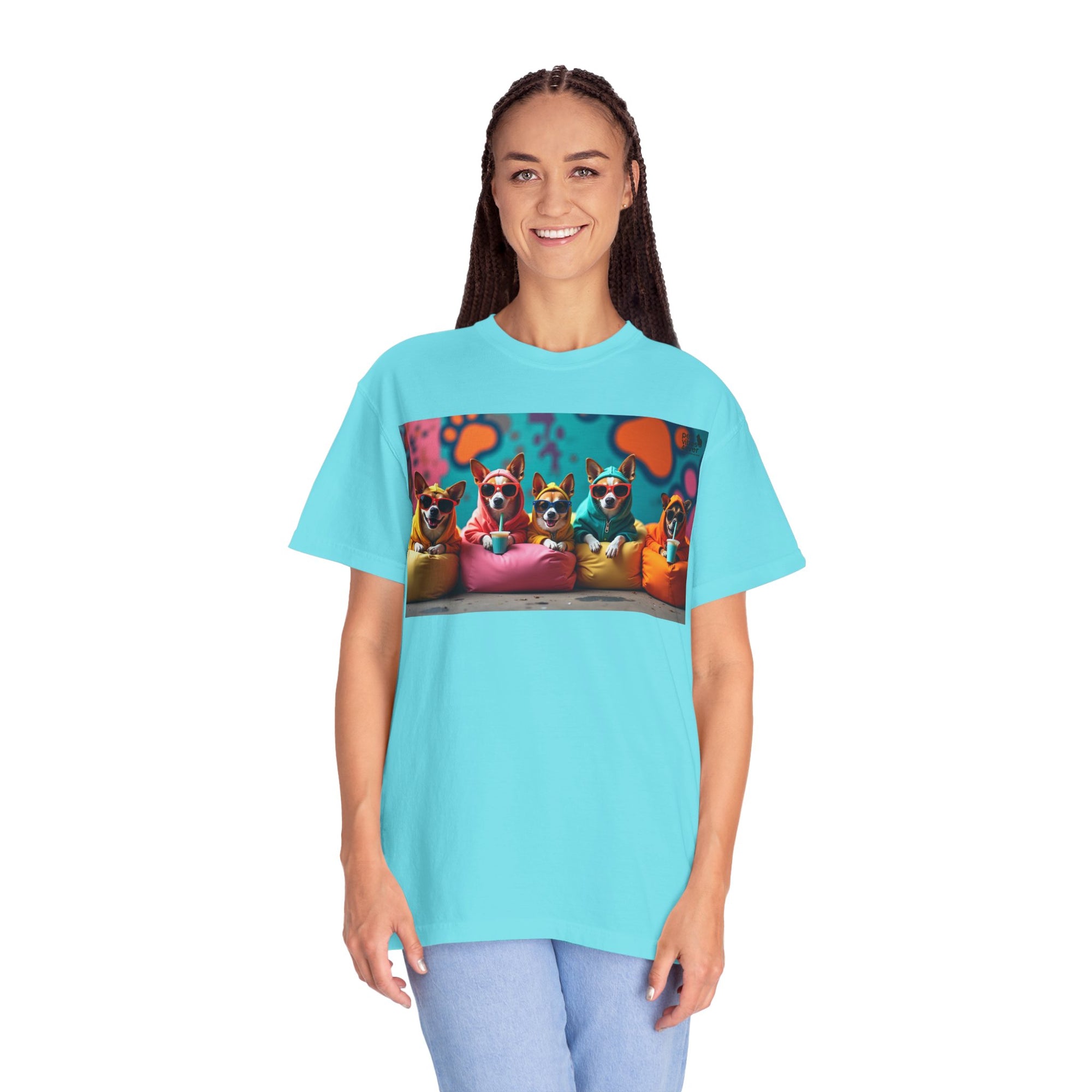 Playful Dog-Themed Unisex Garment-Dyed T-shirt, Pet Lover Gift, Casual Wear, Birthday Party Tee, Colorful Animal Art