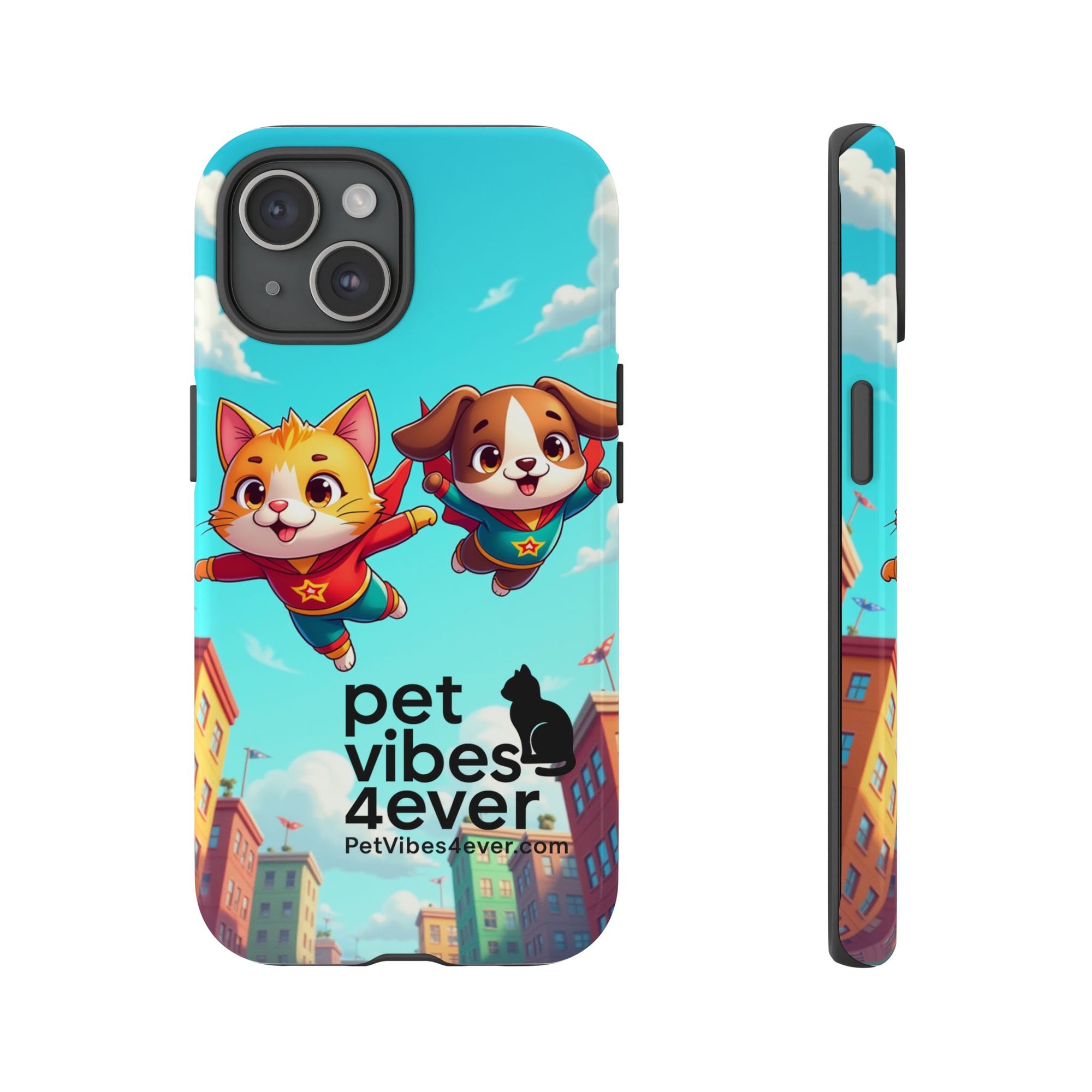 Pet Vibes Phone Case - Playful Cat and Dog Design, Animal Lover Gift, Cute Pet Accessory, Colorful Phone Cover, Fun Pet Gifts