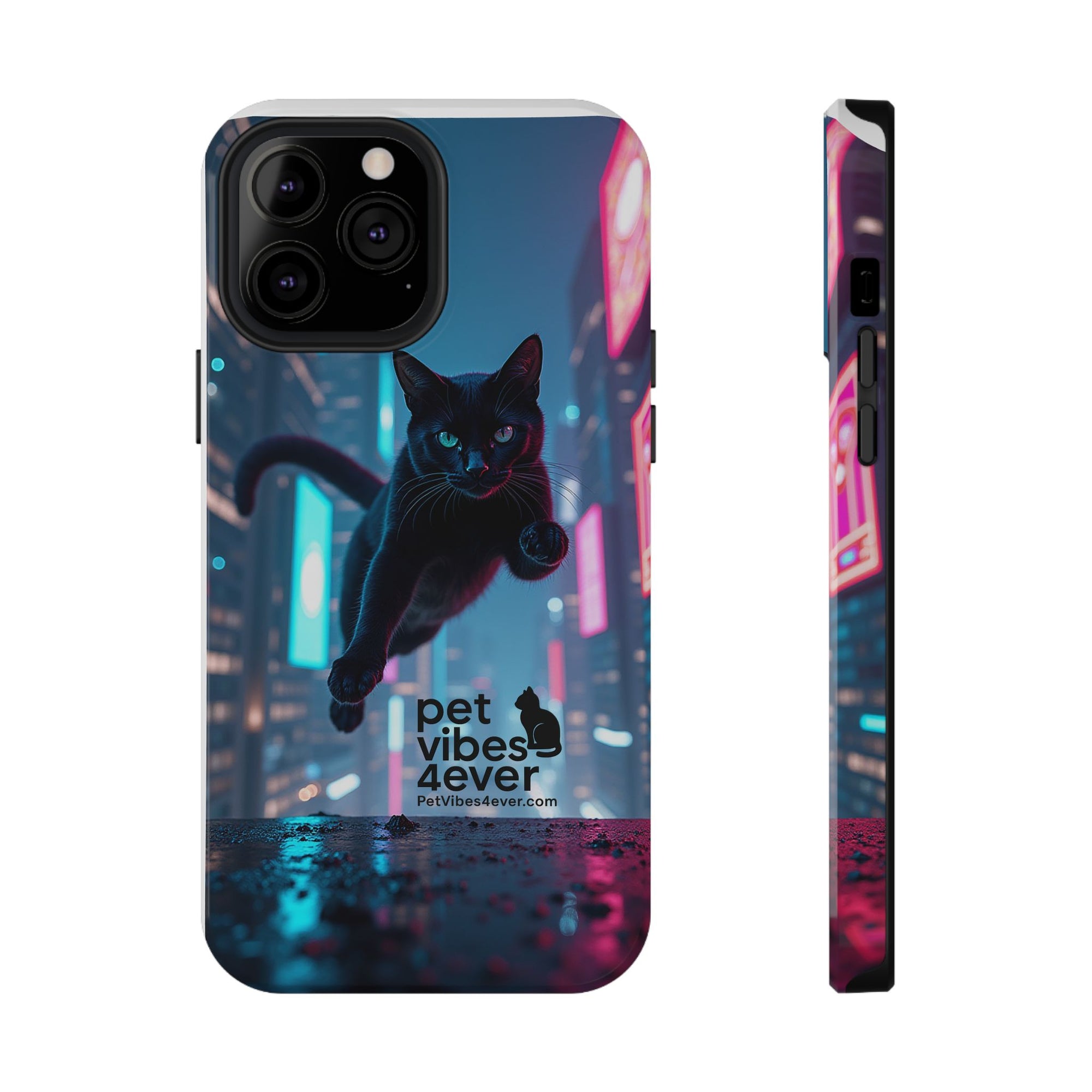Cat-Themed Phone Case with Pet Vibes Design, Impact-Resistant Phone Case, Gift for Cat Lovers, Cute Pet Merchandise, Stylish Phone Accessory