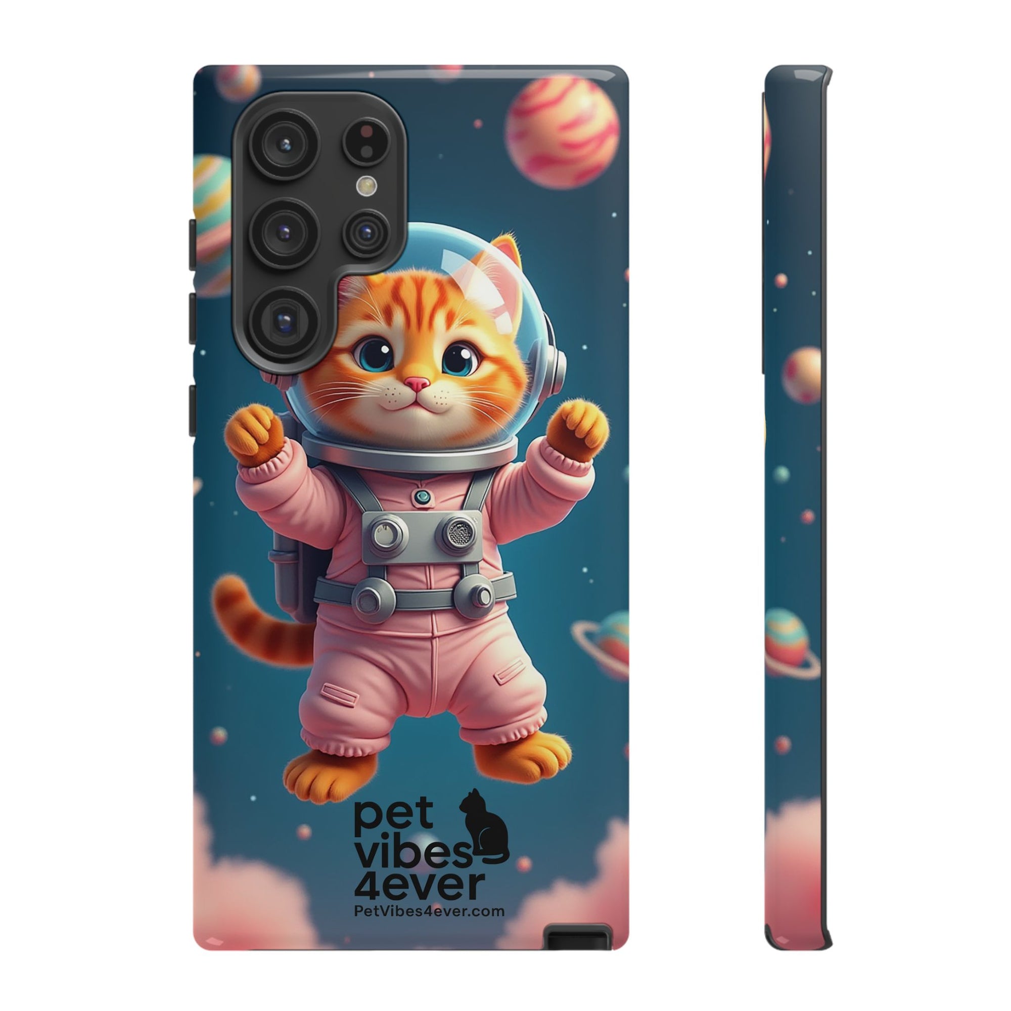 Cute Cat Phone Case, Astronaut Cat Case, Pet Lover Gift, Space Theme Accessories, Galaxy Cat Phone Cover
