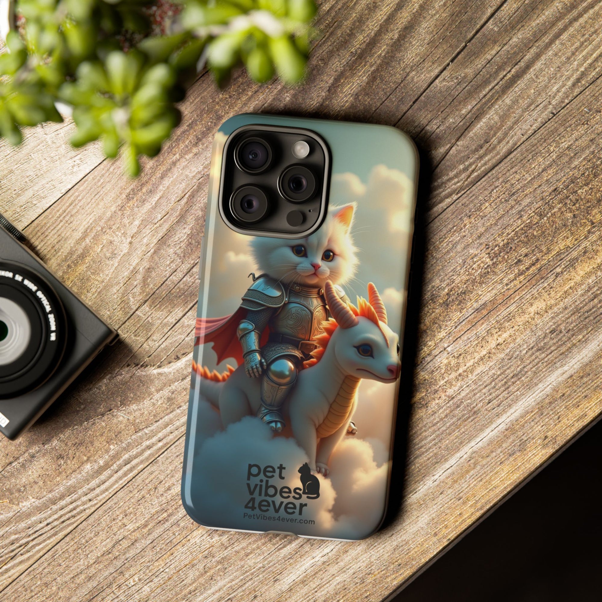 Pet Vibes Phone Case, Cute Cat and Dragon Design, Tough Phone Cover, Gift for Animal Lovers, Unique Pet Themed Accessory