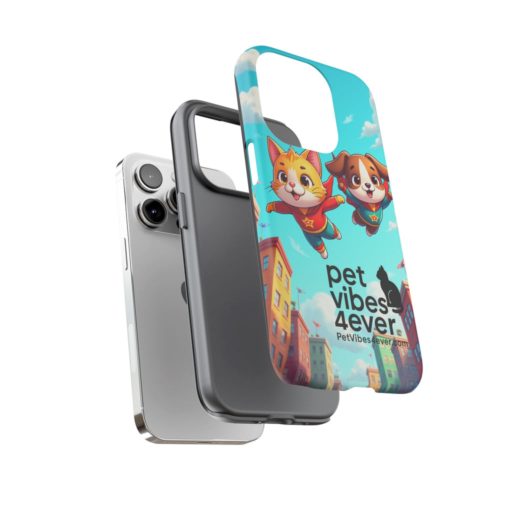 Pet Vibes Phone Case - Playful Cat and Dog Design, Animal Lover Gift, Cute Pet Accessory, Colorful Phone Cover, Fun Pet Gifts